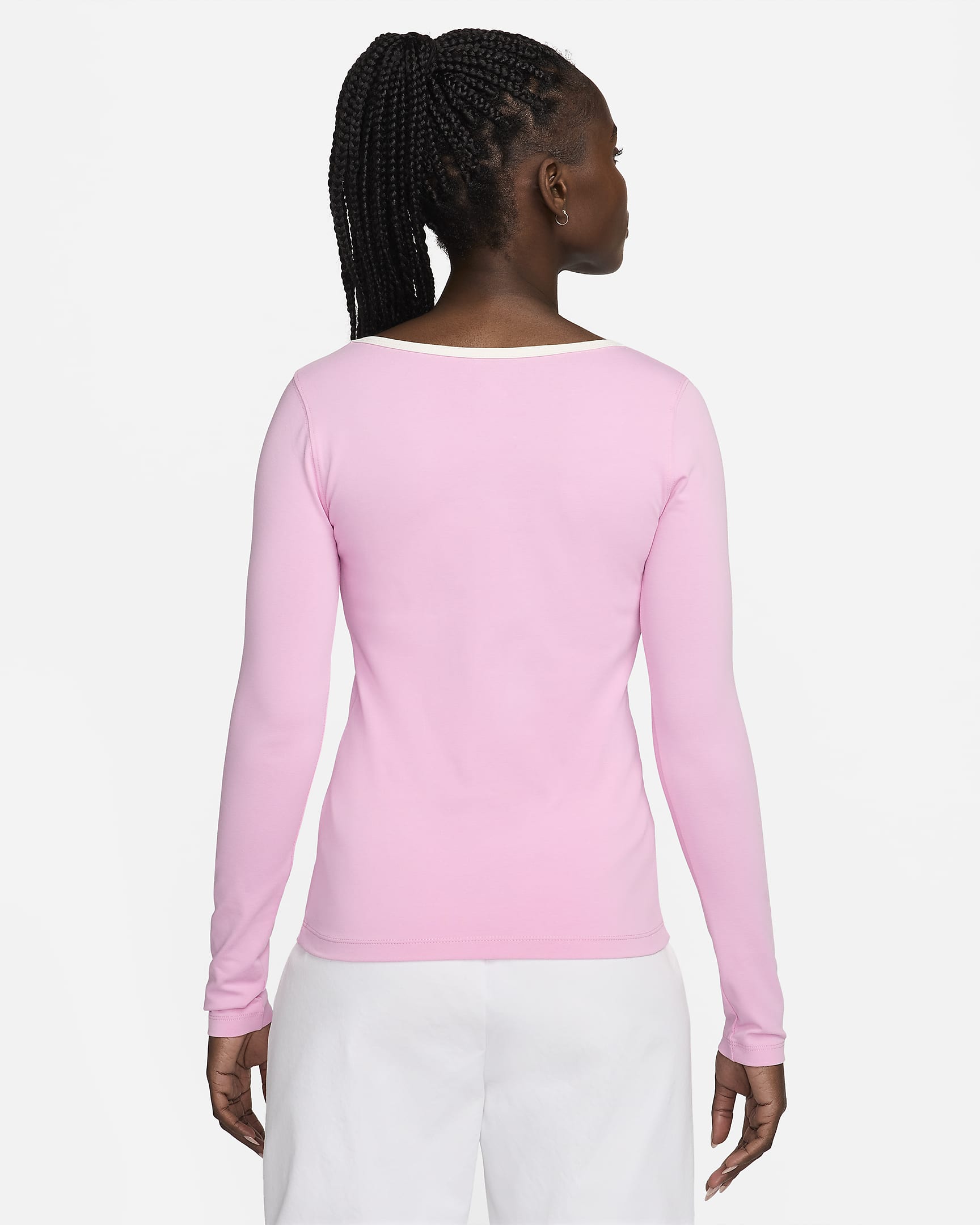 Haut à manches longues et encolure carrée Nike Sportswear pour femme - Pink Rise