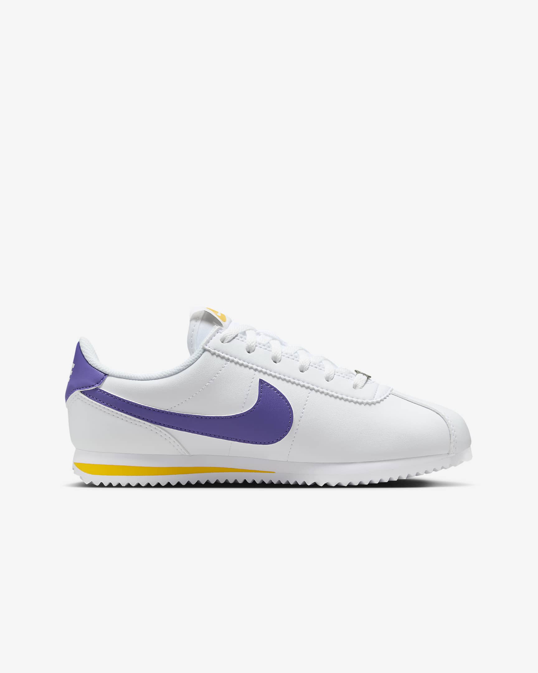 Nike Cortez-sko til større børn - hvid/Varsity Maize/Varsity Purple