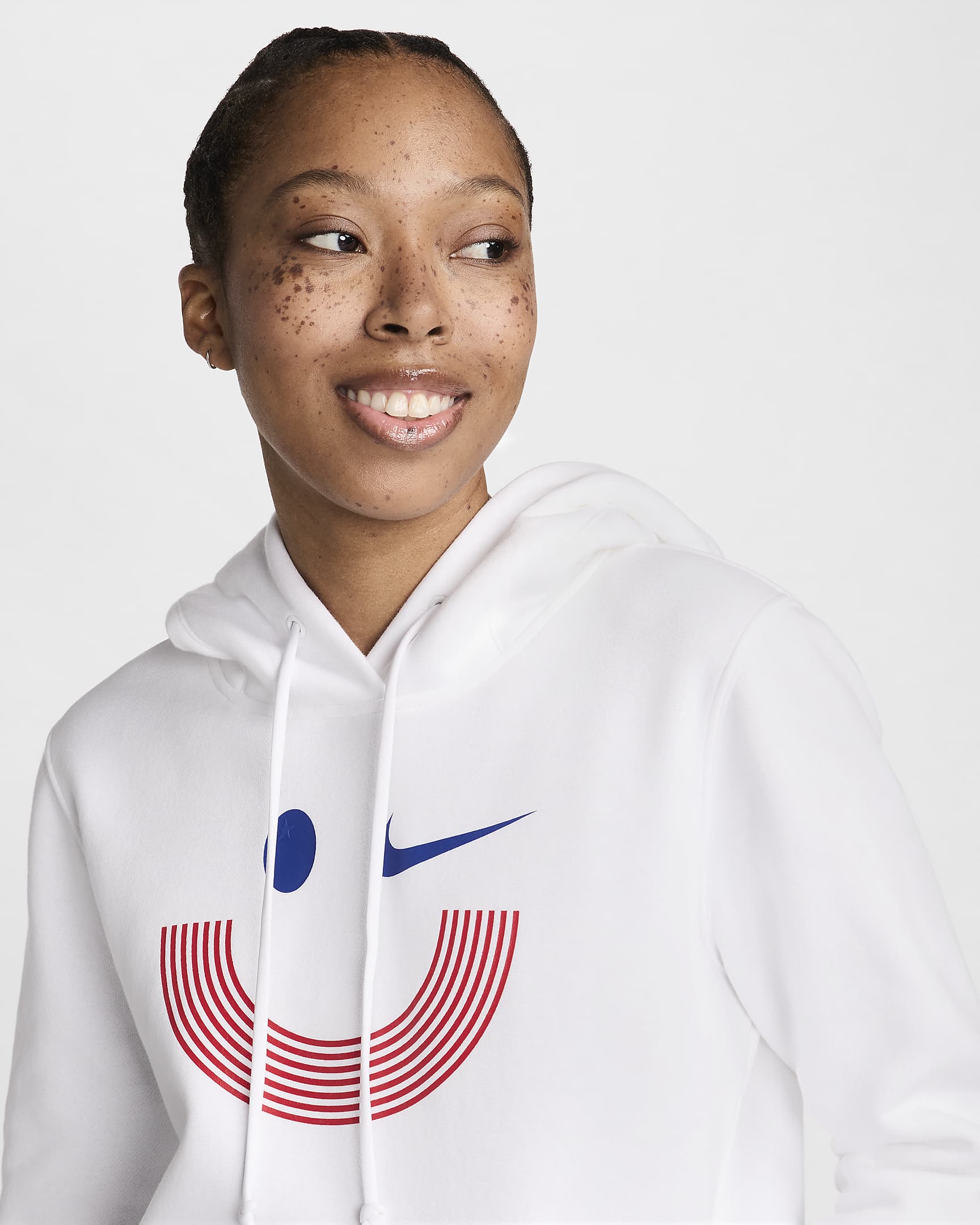 USA Phoenix Fleece Nike-pullover-hættetrøje til kvinder - hvid/Old Royal