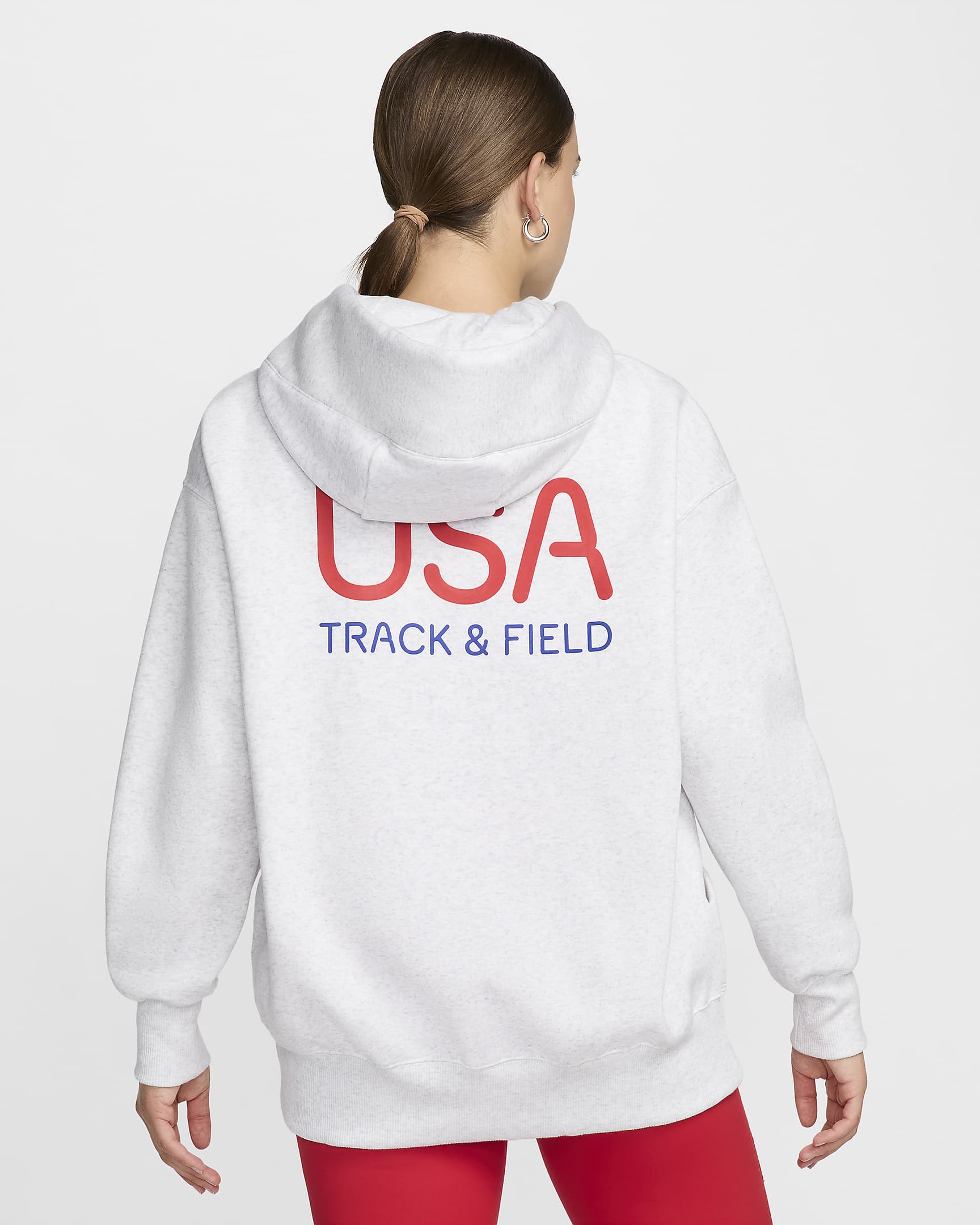 USA Phoenix Fleece Women's Nike Full-Zip Oversized Hoodie - Birch Heather/Baltic Blue/White/Old Royal