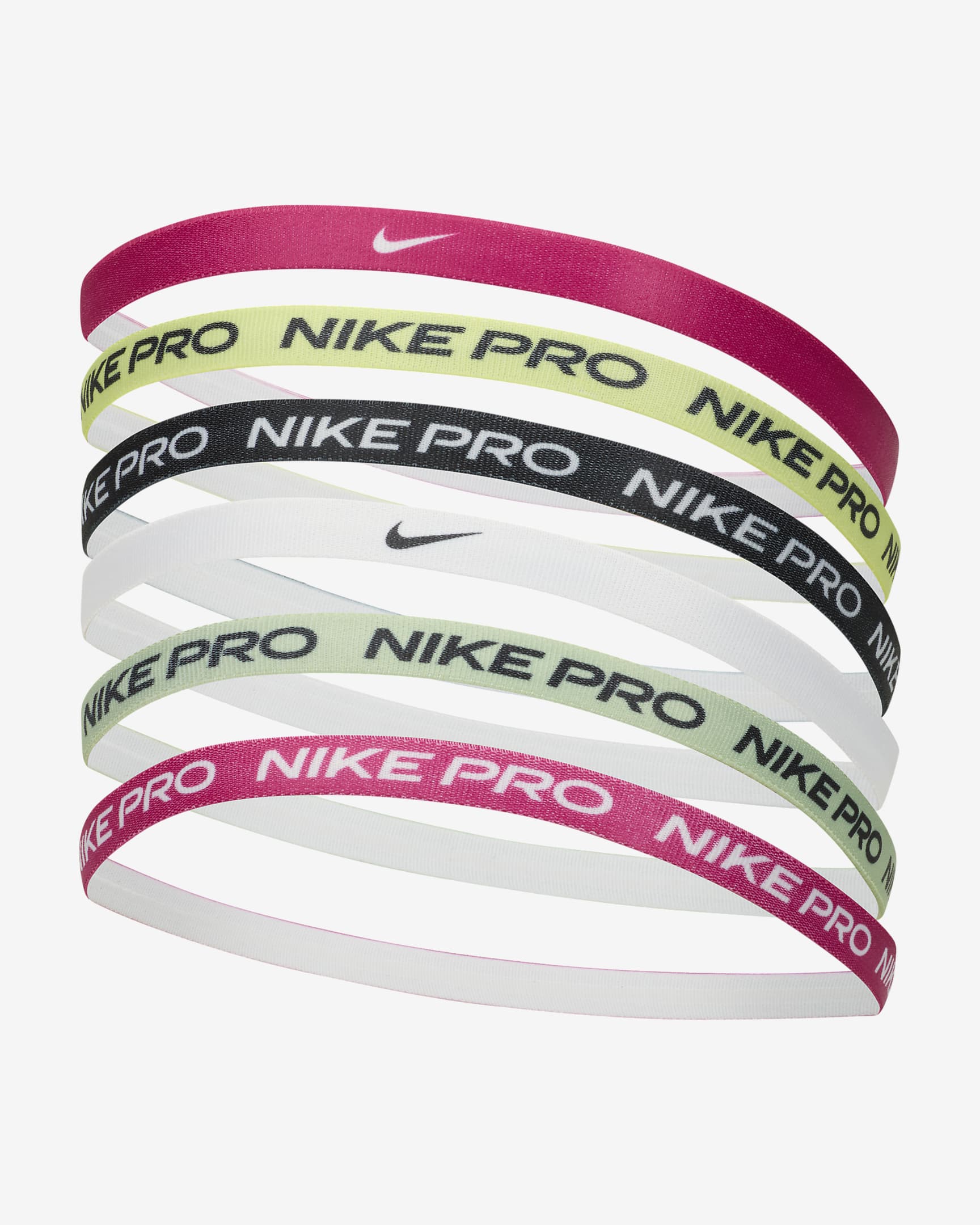 Fitas para o cabelo estampadas Nike (conjunto de 6) - Fireberry/Light Lemon Twist/Branco