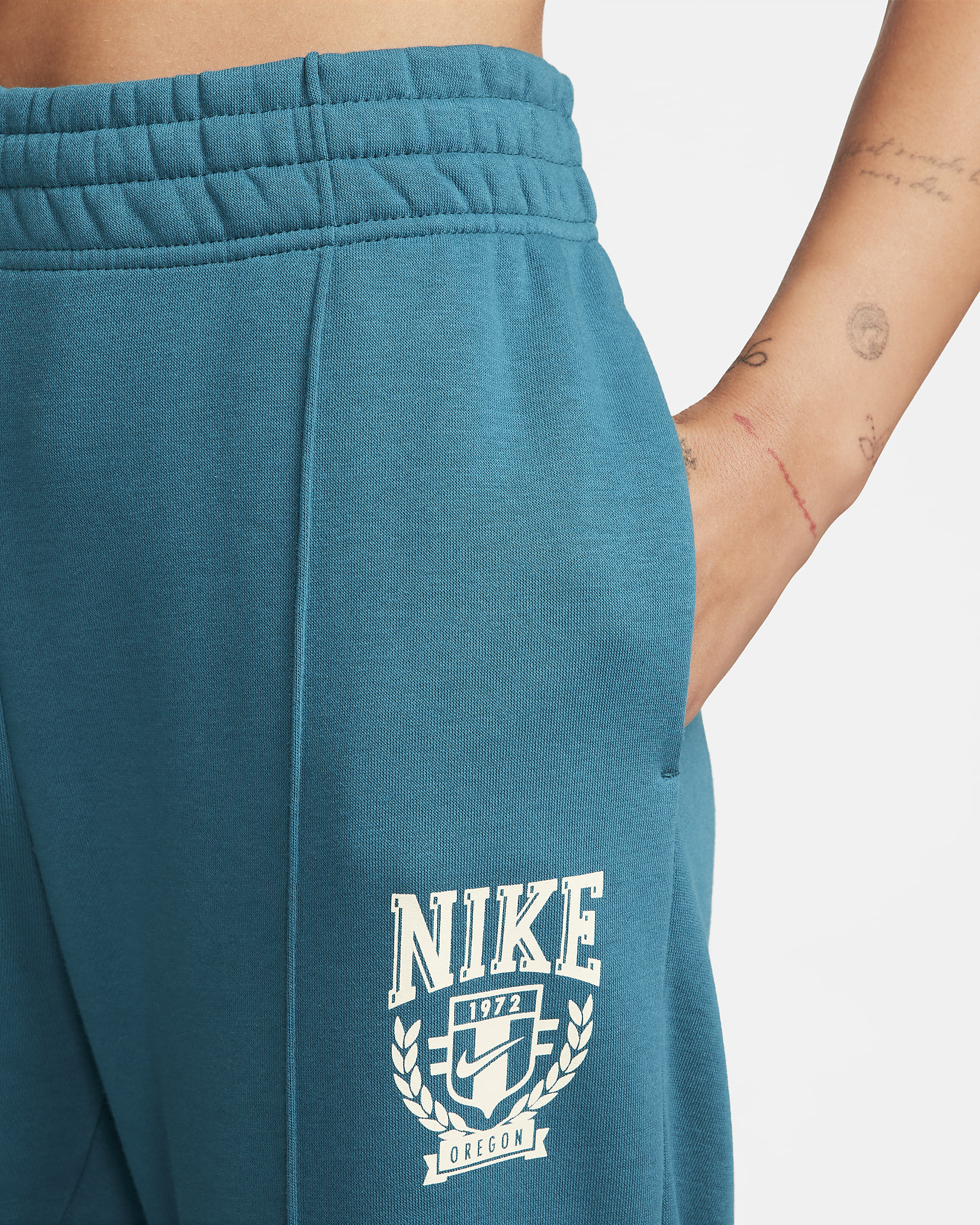 Calças desportivas de lã cardada Nike Sportswear para mulher - Geode Teal