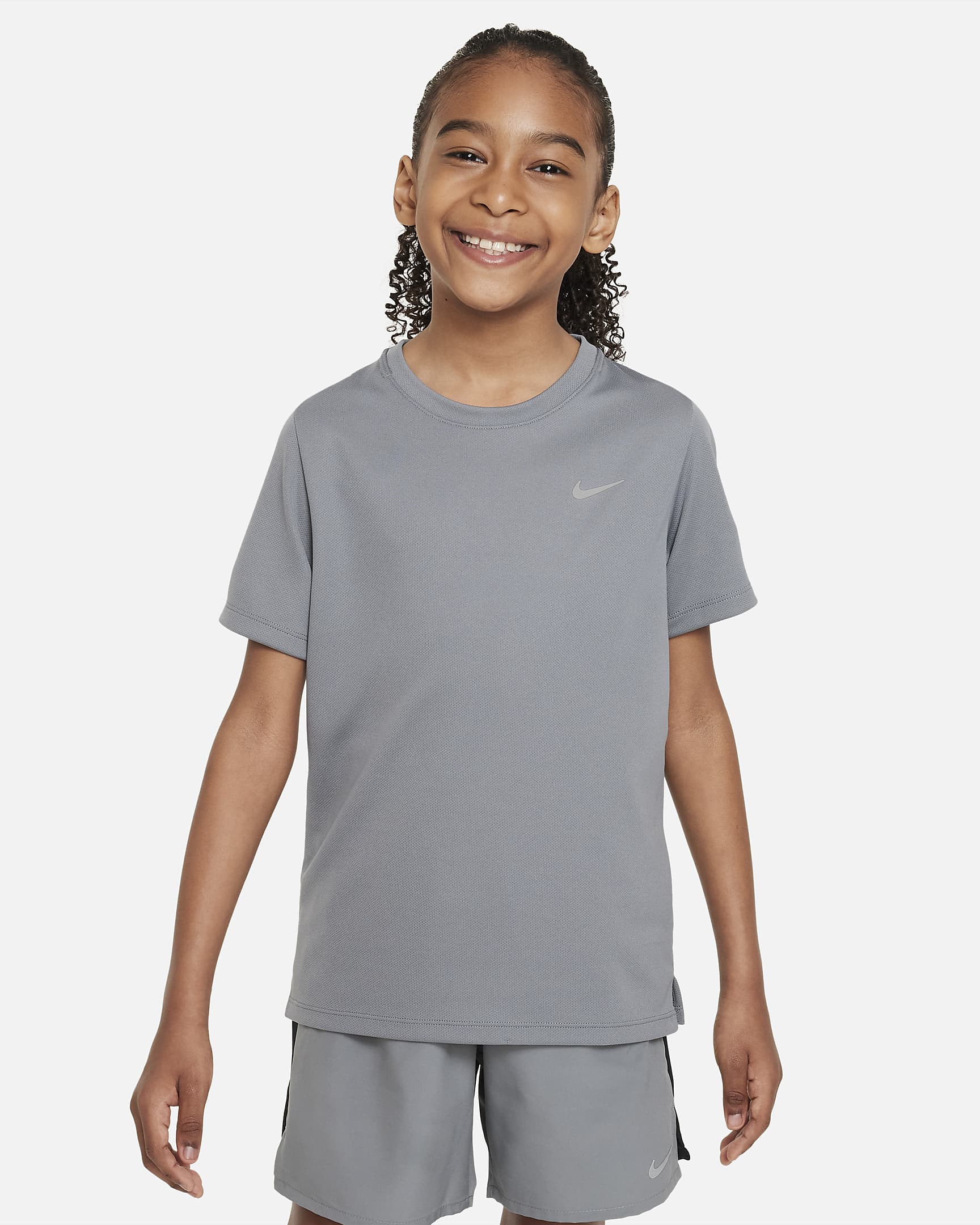 Nike Dri-FIT Miler Older Kids' (Boys') Short-Sleeve Training Top - Smoke Grey