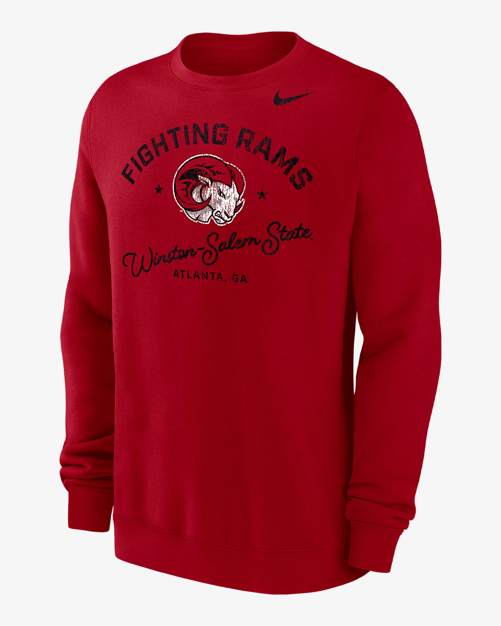 Sudadera de cuello redondo para hombre Nike Club Fleece College (Winston-Salem State) - Rojo universitario