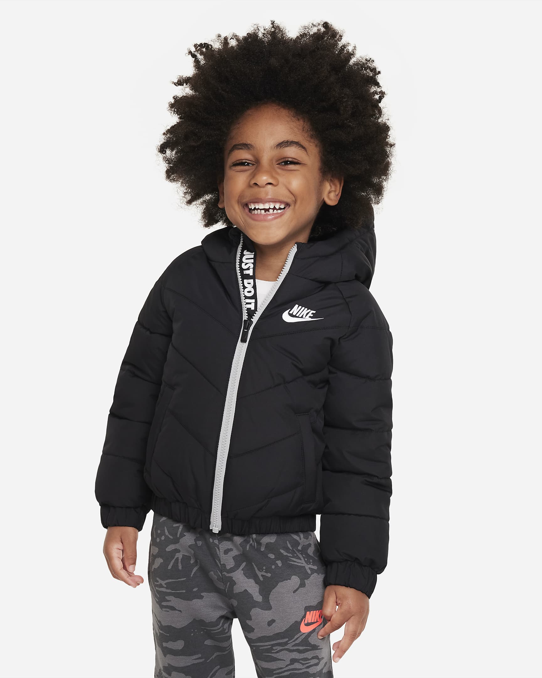 Nike Toddler Hooded Chevron Puffer Jacket. Nike BE