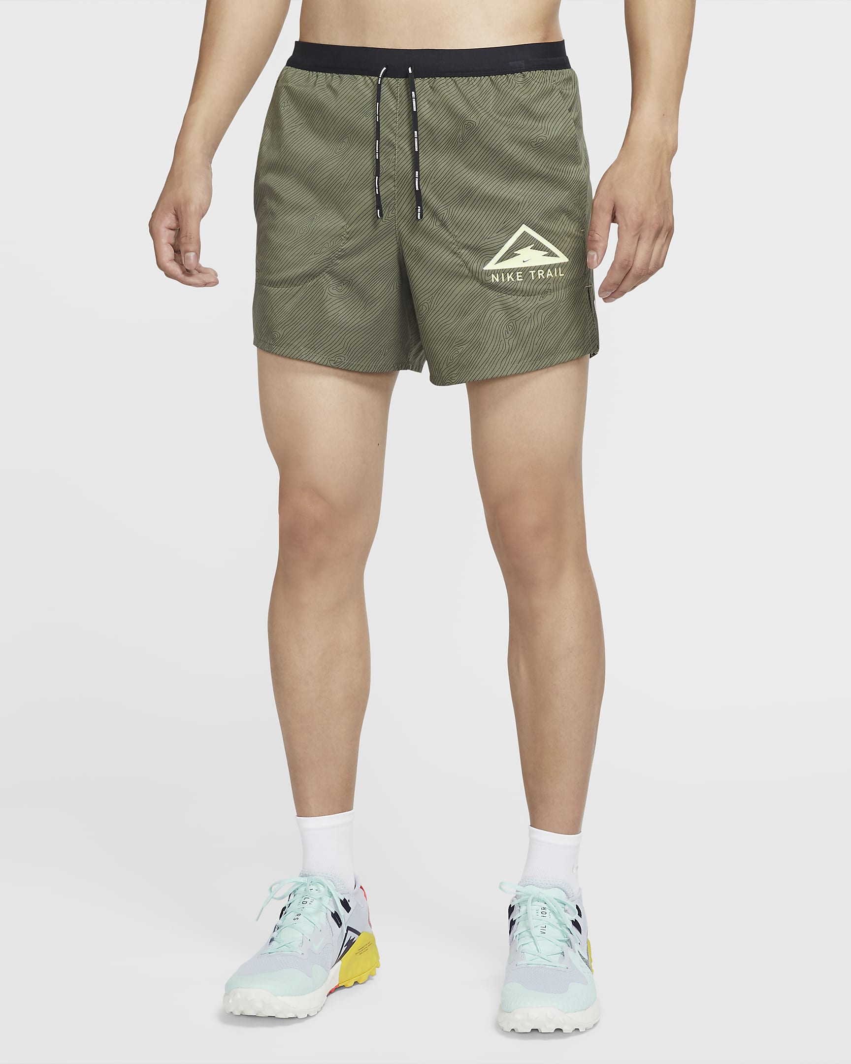 Nike Flex Stride Men's 5" Trail Running Shorts - Medium Khaki/Black/Barely Volt