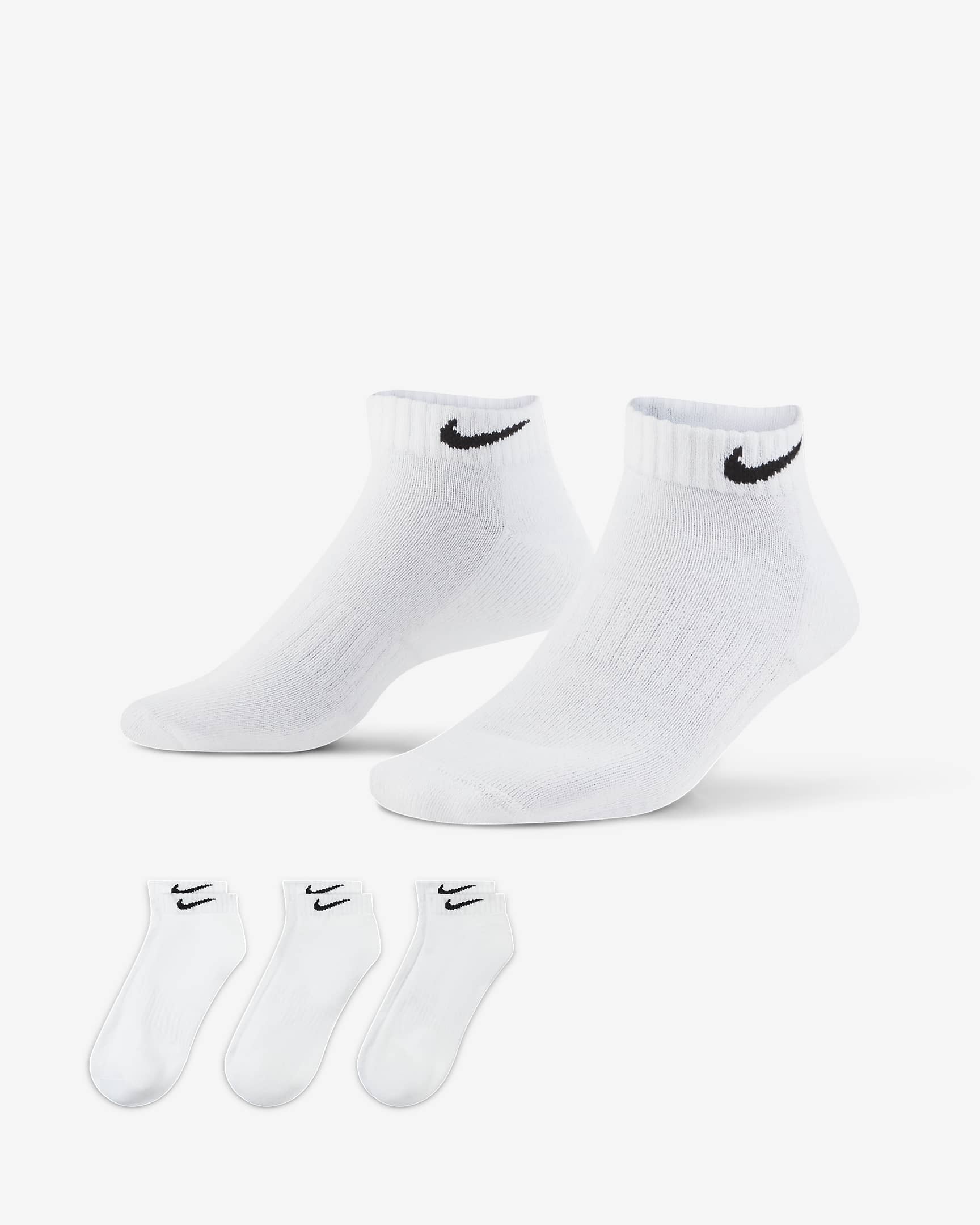 Nike Everyday Cushioned Training Low Socks (3 Pairs) - White/Black