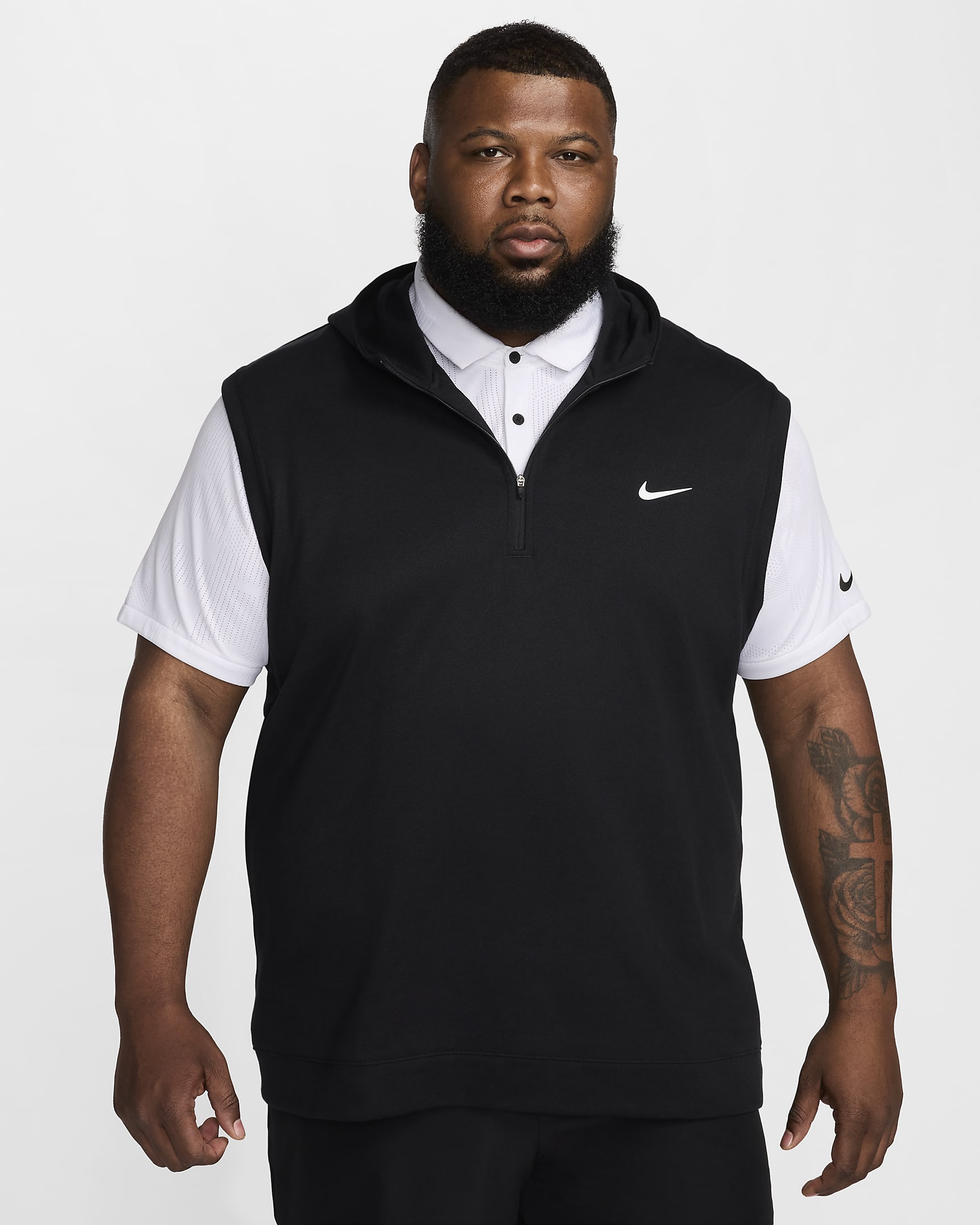 Veste sans manches de golf à capuche Nike Tour pour homme - Noir/Blanc