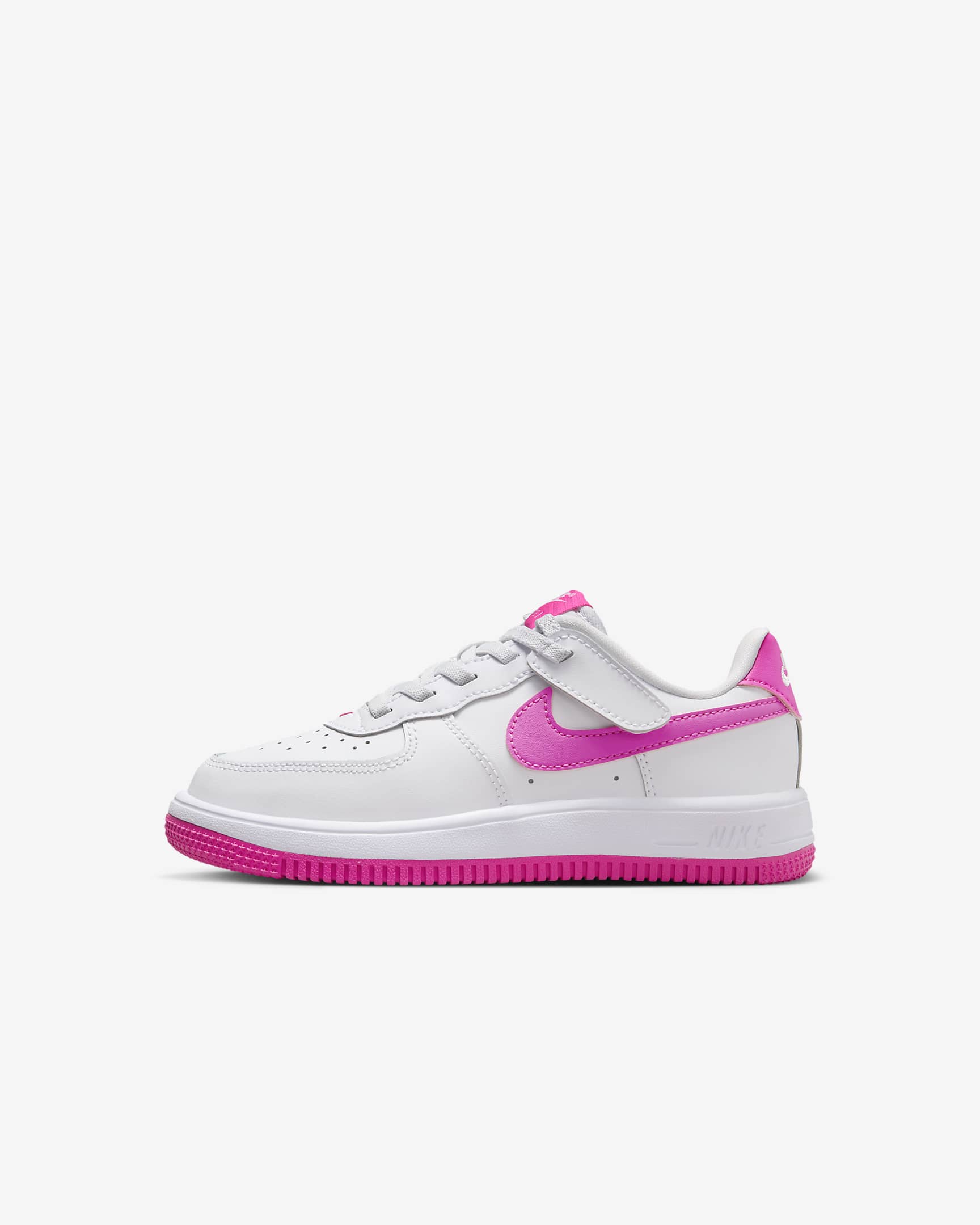 Nike Force 1 Low EasyOn Little Kids' Shoes - White/Laser Fuchsia