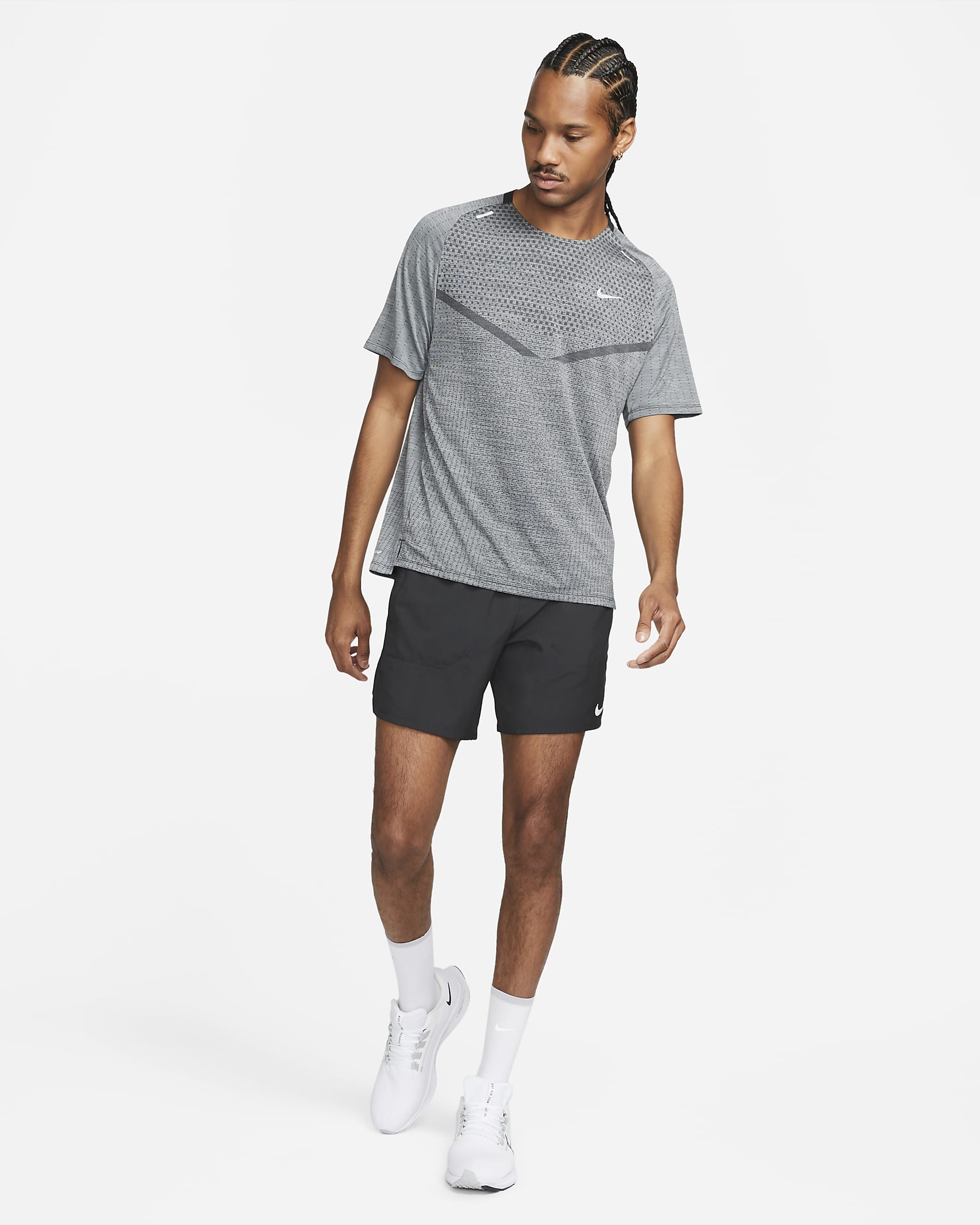 Nike TechKnit Nike Dri-FIT ADV Kurzarm-Laufoberteil für Herren - Schwarz/Smoke Grey