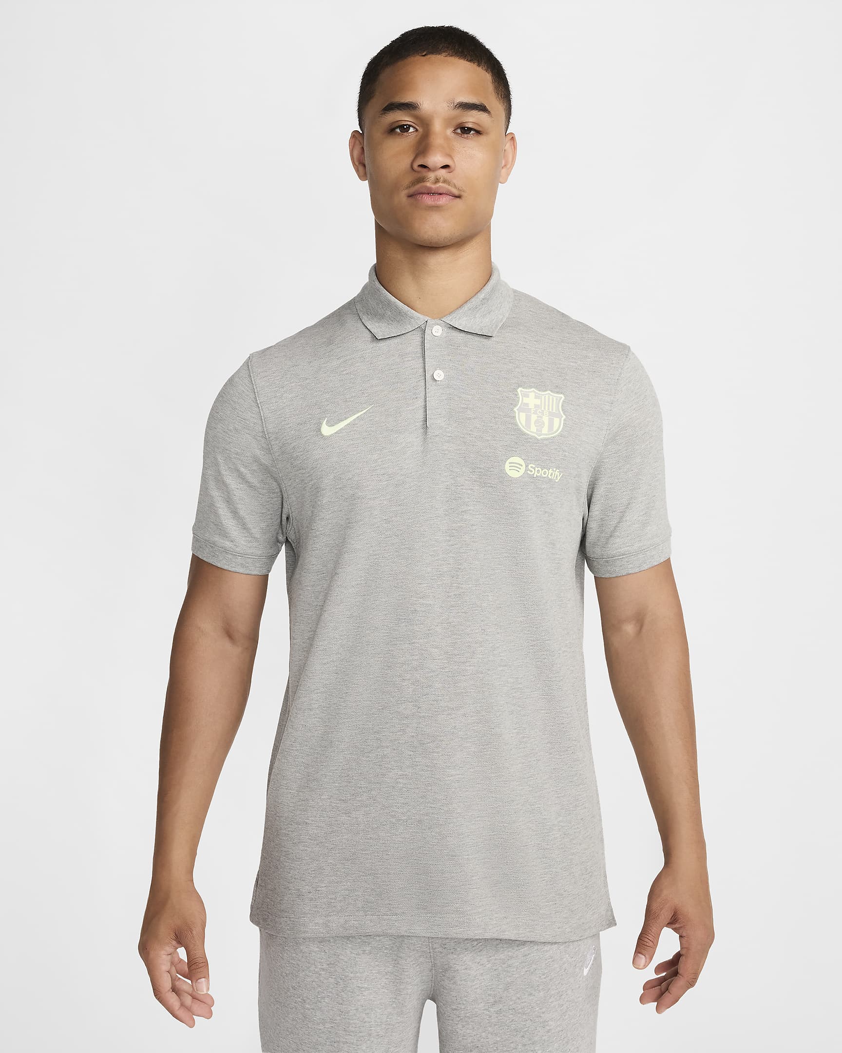 Polo de foot Nike Dri-FIT FC Barcelone The Nike Polo pour homme - Dark Grey Heather/Dark Grey Heather/Barely Volt