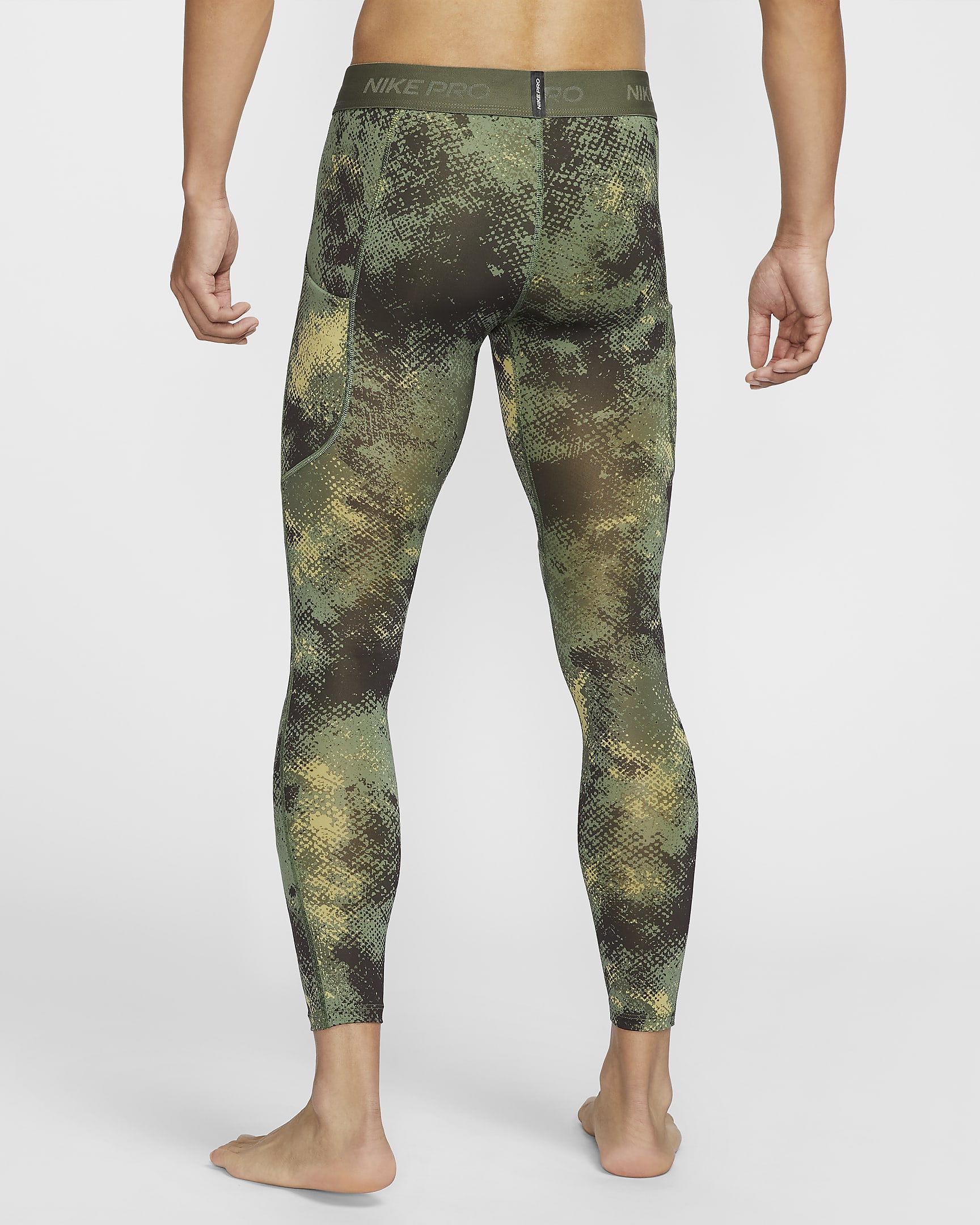 Nike Pro Camo Men's Dri-FIT Tights - Oil Green/Medium Olive/Black