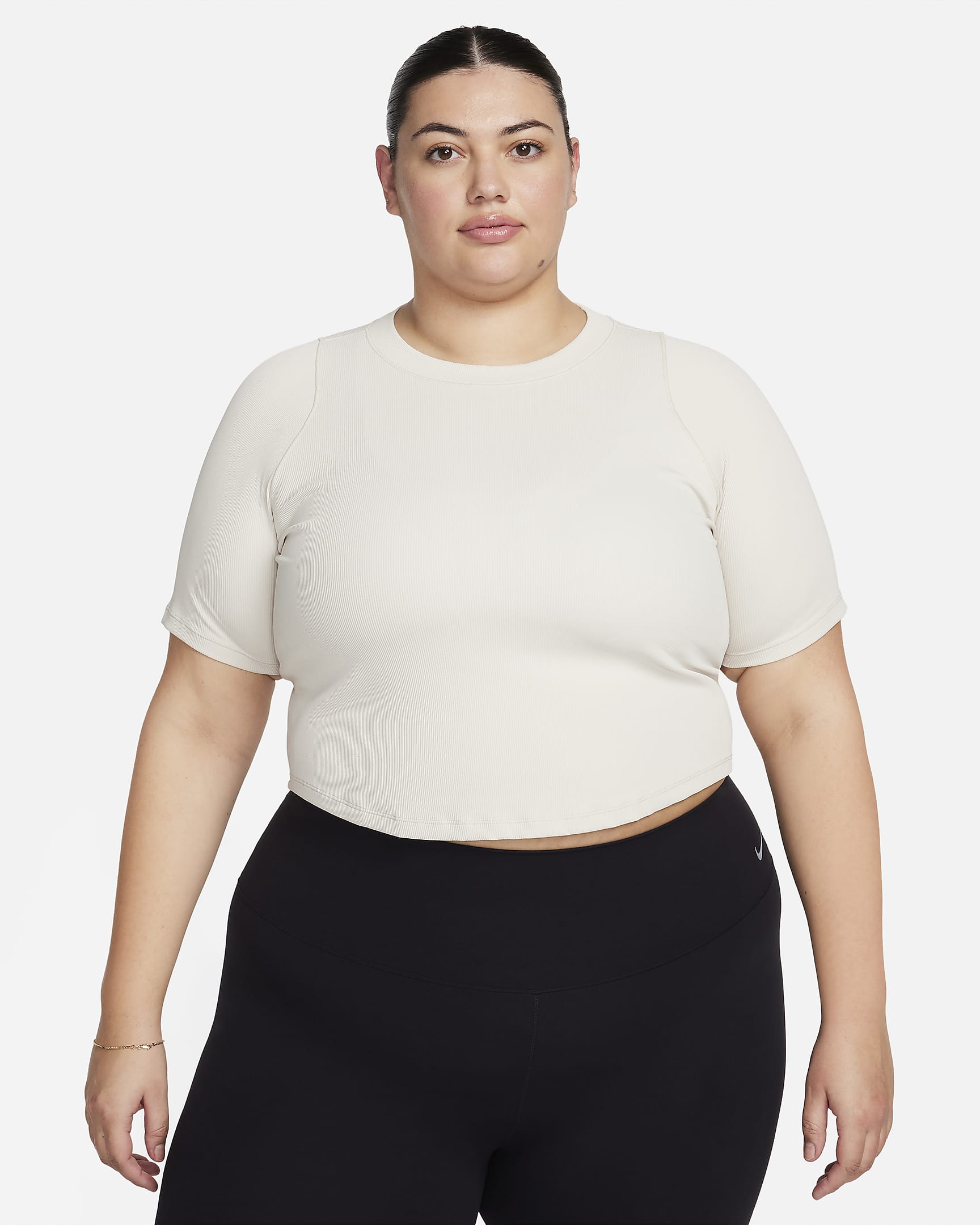 Nike Zenvy Rib Women's Dri-FIT Short-Sleeve Cropped Top (Plus Size ...