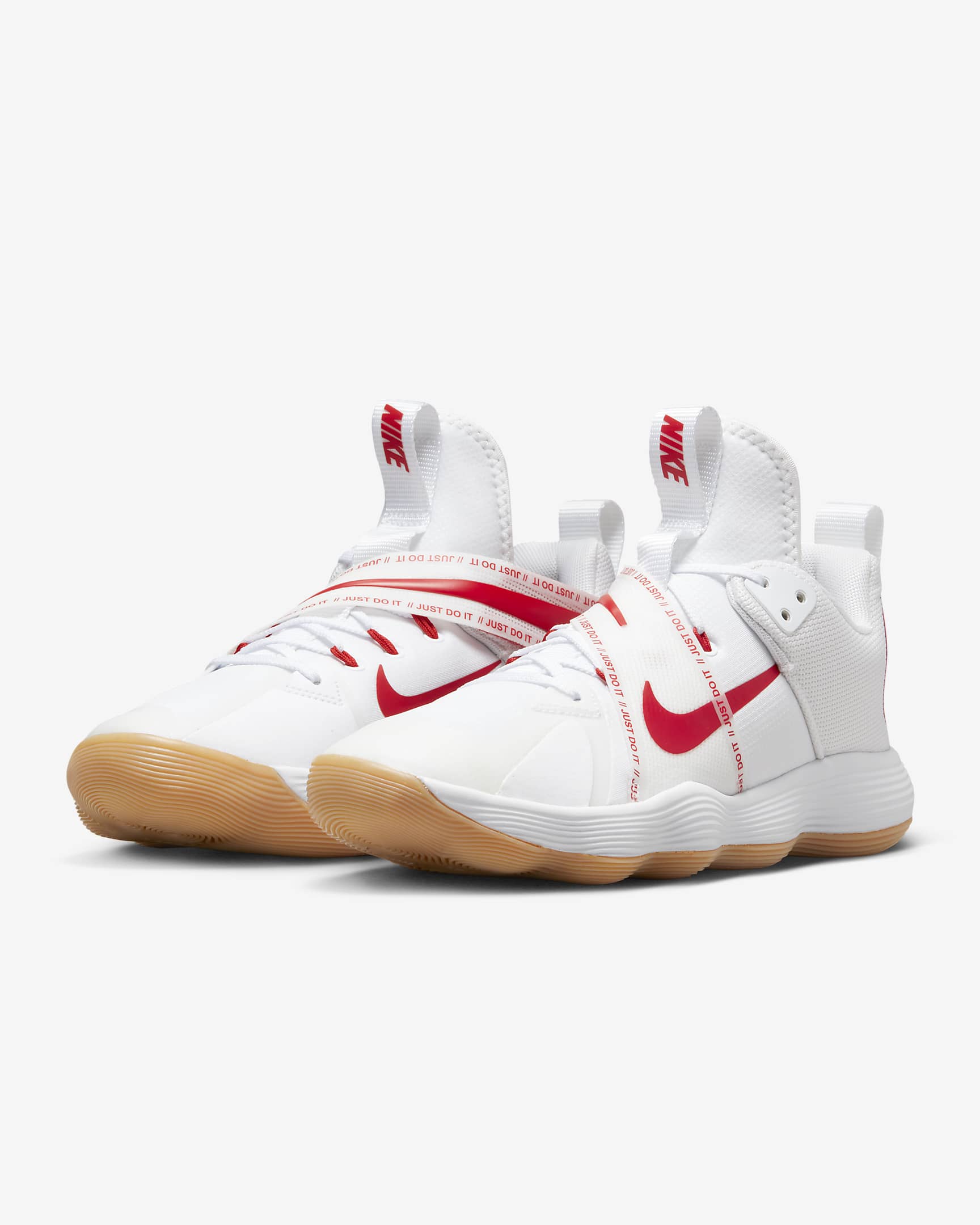 Nike React HyperSet Indoor Court Shoes - White/Gum Light Brown/University Red