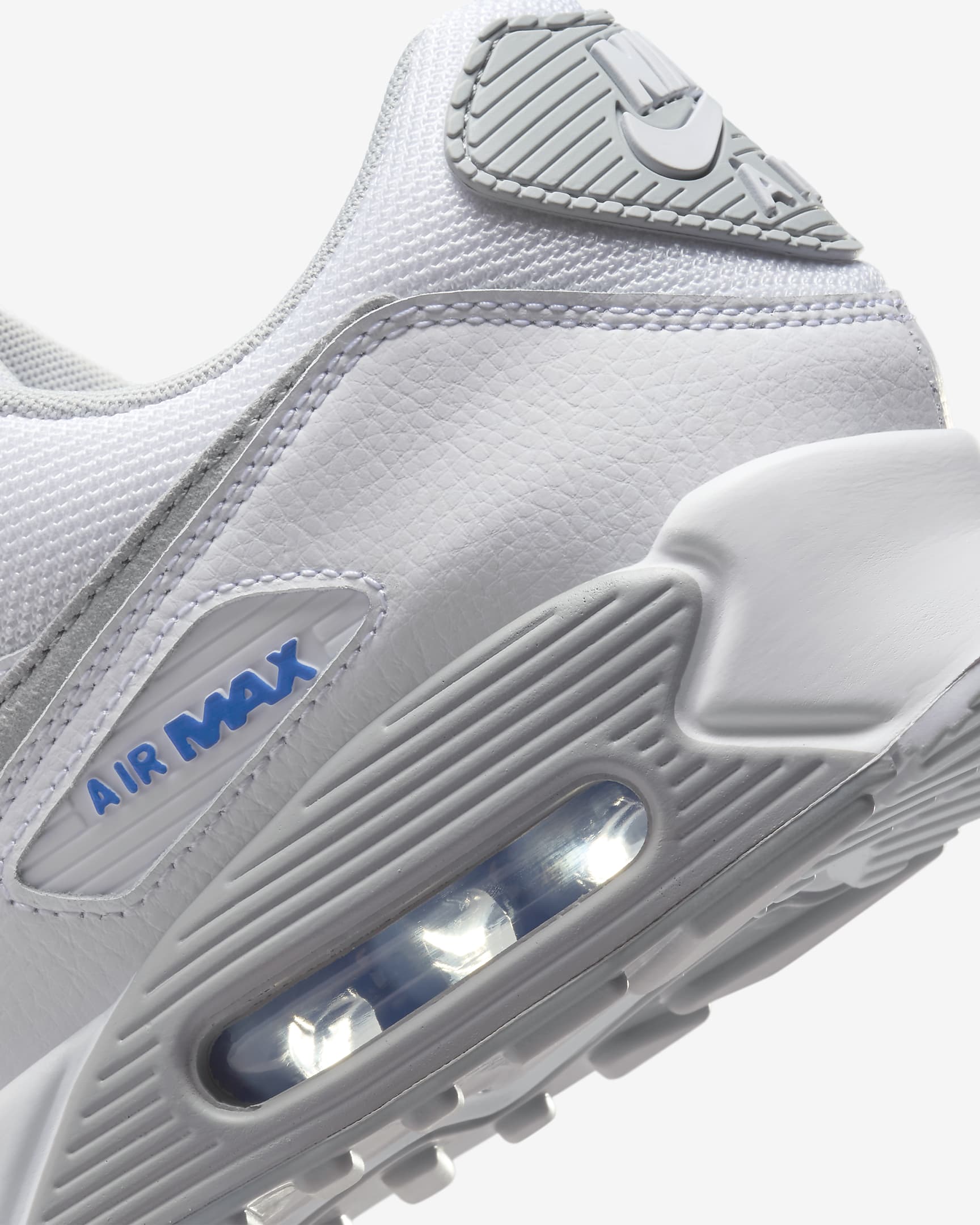 Nike Air Max 90 herenschoenen - Wit/Racer Blue/Zwart/Light Smoke Grey