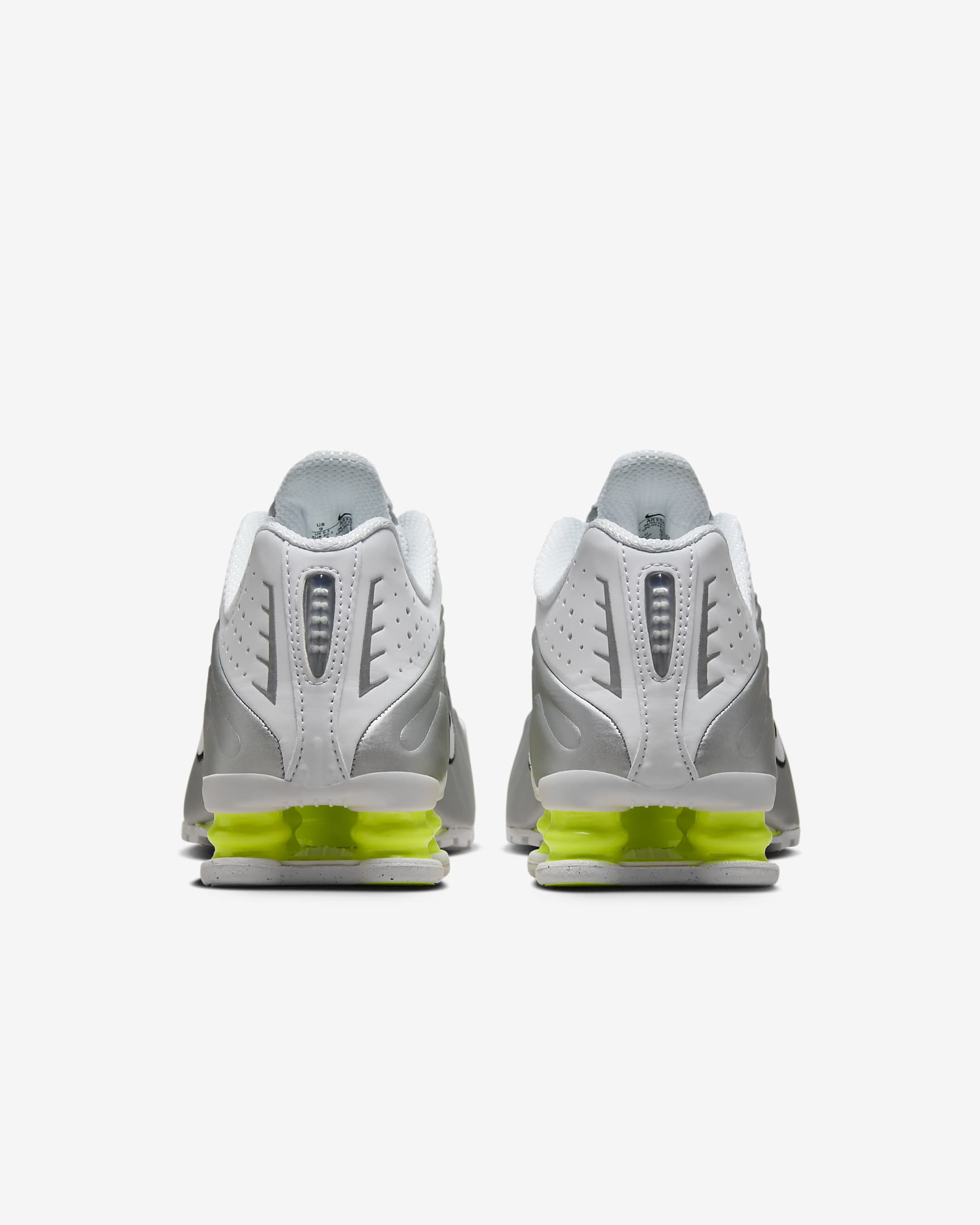 Nike Shox R4 Shoes - White/Metallic Silver/Volt/White