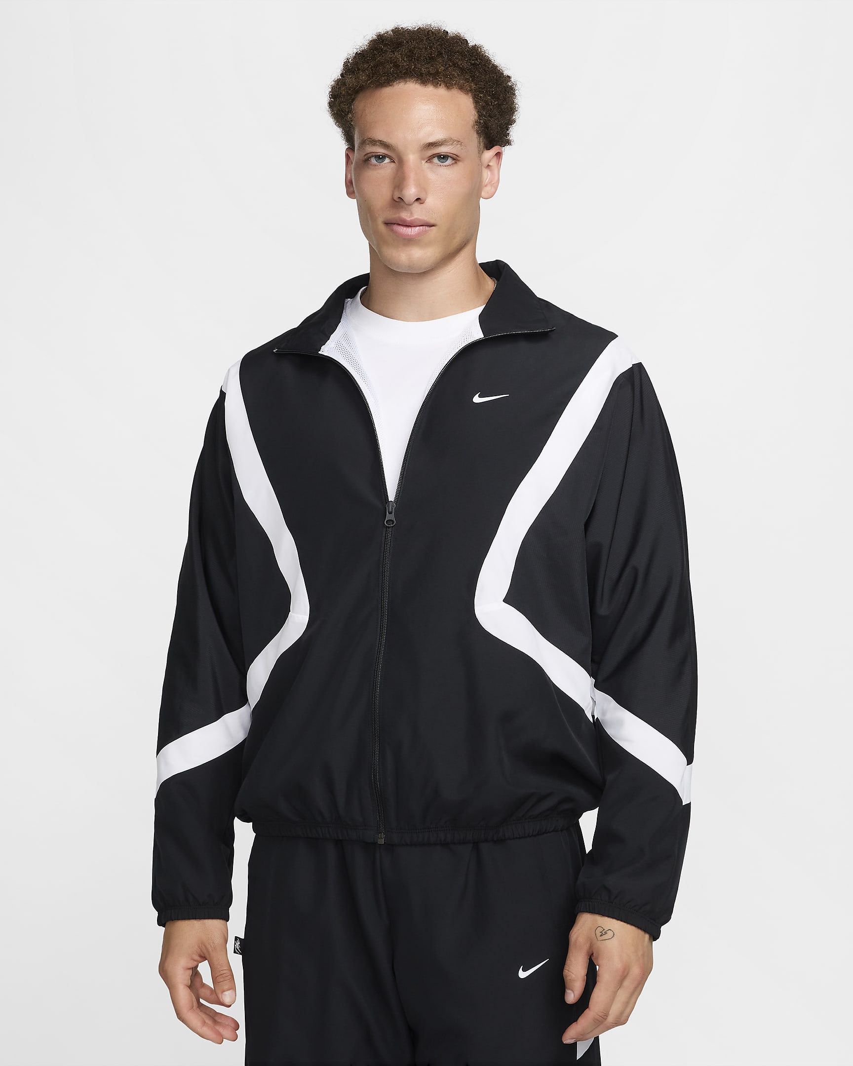 Nike Icon gewebte Basketballjacke (Herren) - Schwarz/Schwarz/Weiß/Weiß