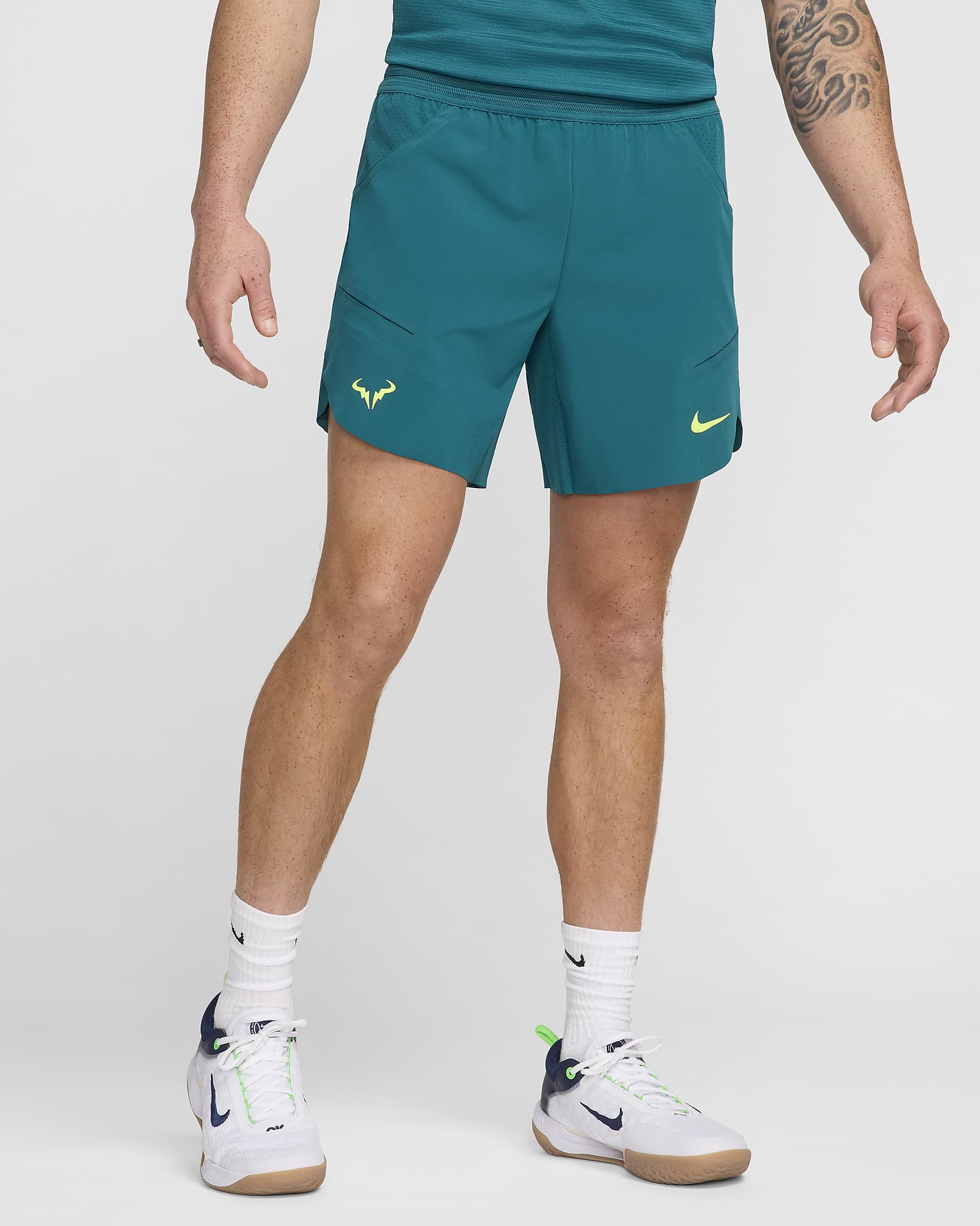 Short de tennis Nike Dri-FIT ADV 18 cm Rafa pour homme - Geode Teal/Volt