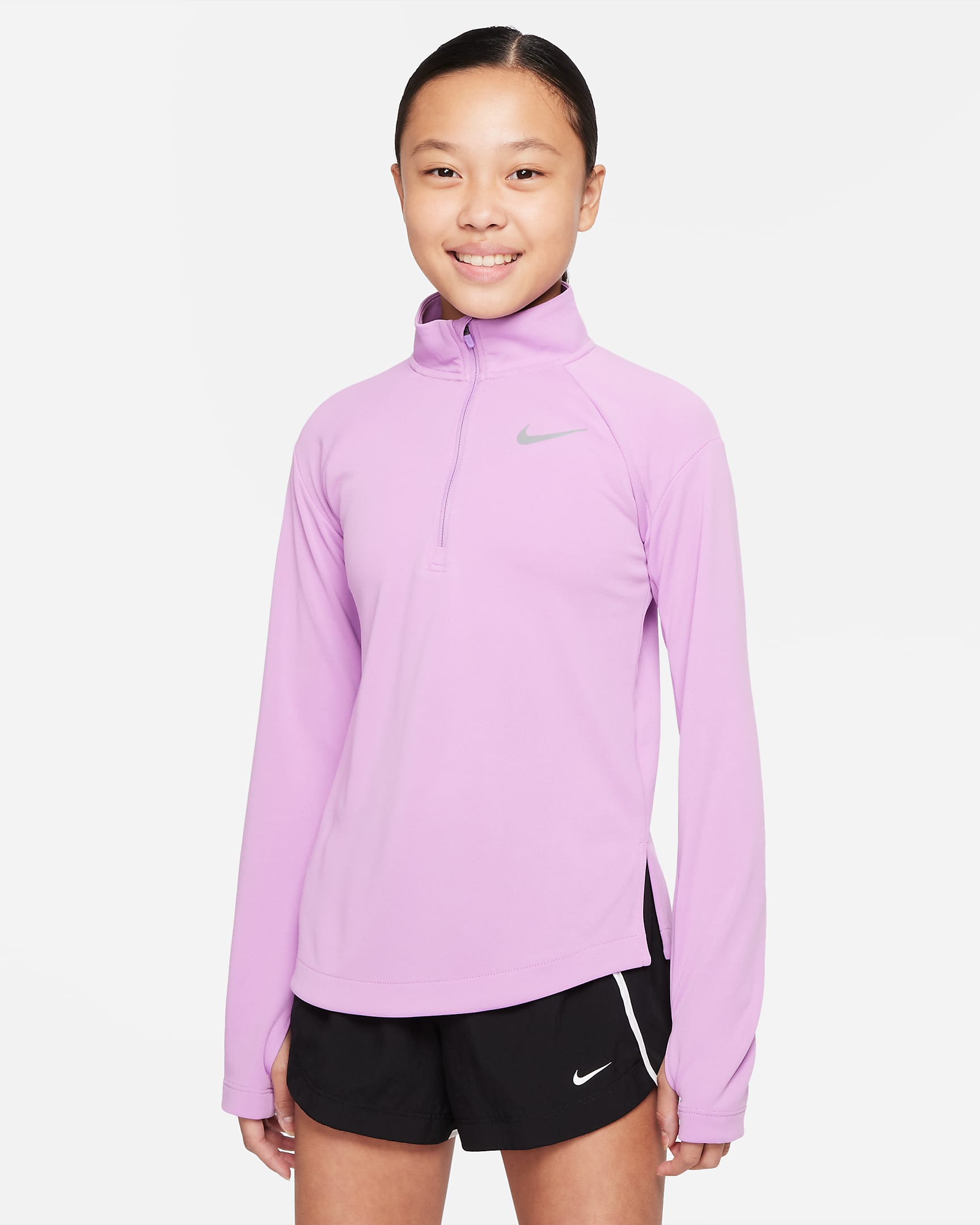 Nike Dri-FIT Big Kids' (Girls') Long-Sleeve Running Top - Violet Shock