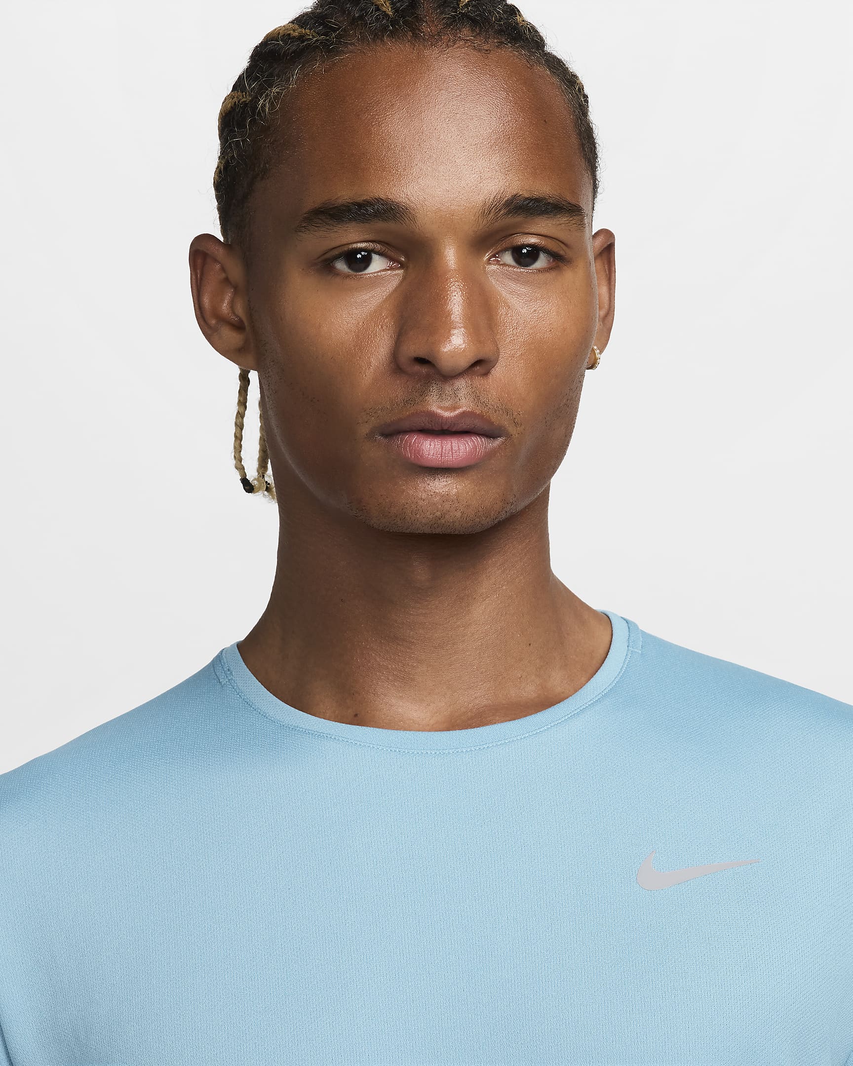 Haut de running à manches courtes Dri-FIT UV Nike Miler pour homme - Denim Turquoise