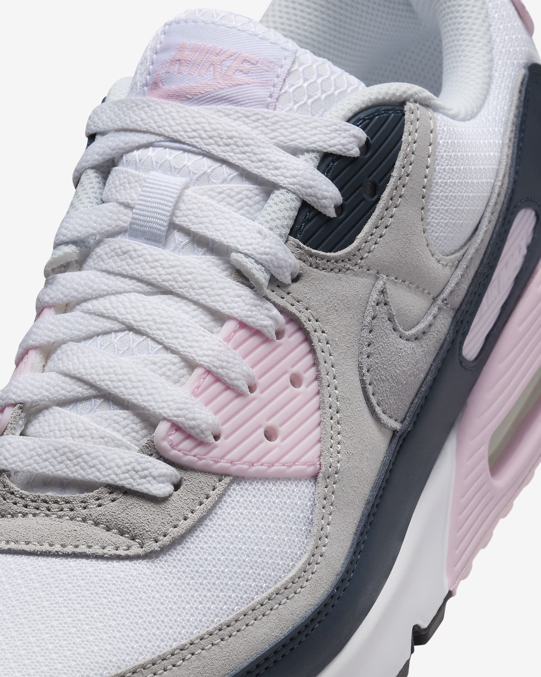 Calzado para hombre Nike Air Max 90 - Blanco/Espuma rosa/Azul marino militar/Gris lobo