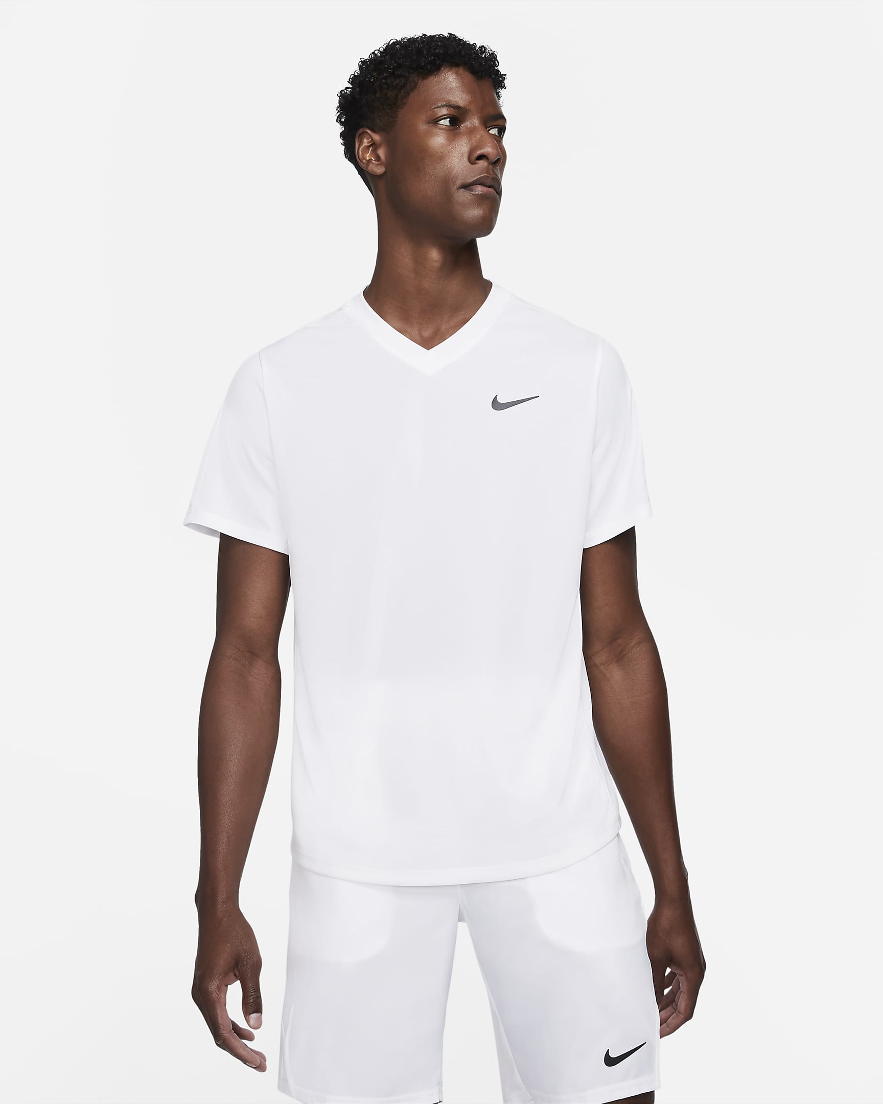 NikeCourt Dri-FIT Victory Tennistop voor heren - Wit/Wit/Zwart