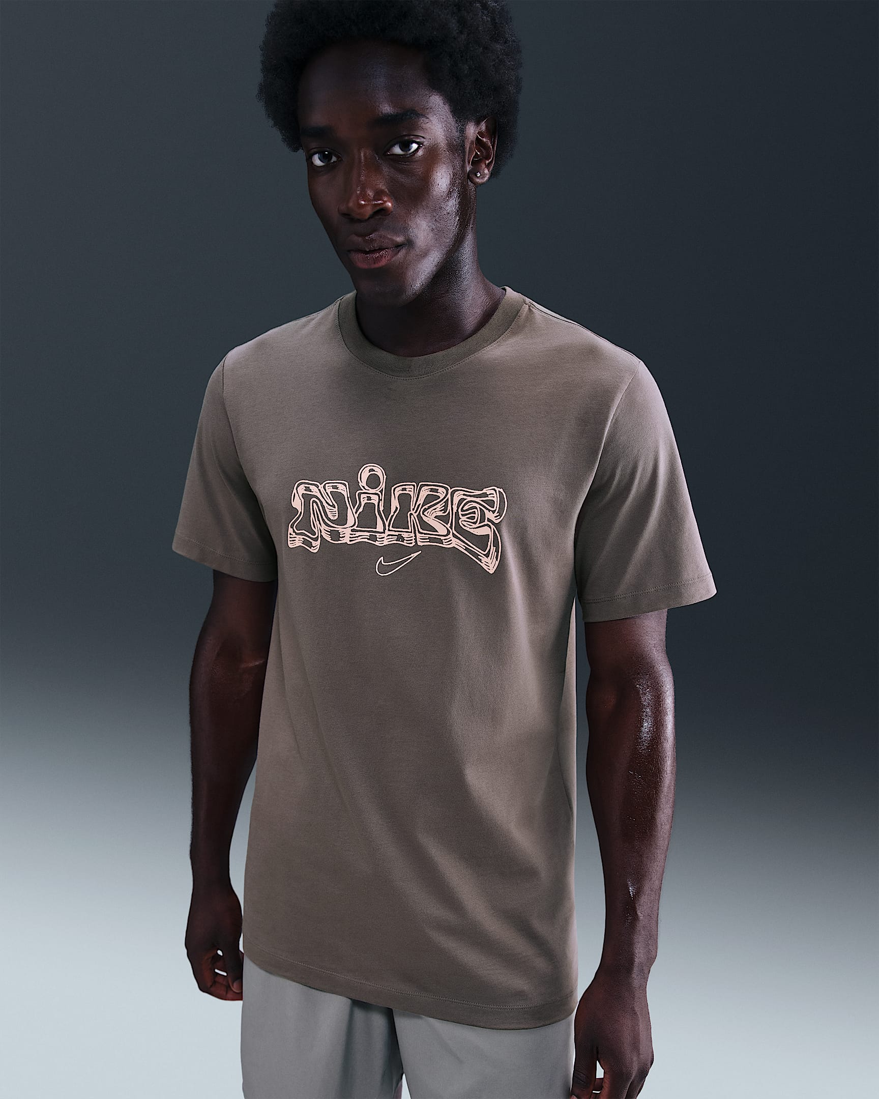 Nike Men's T-Shirt - Cave Stone/Washed Coral