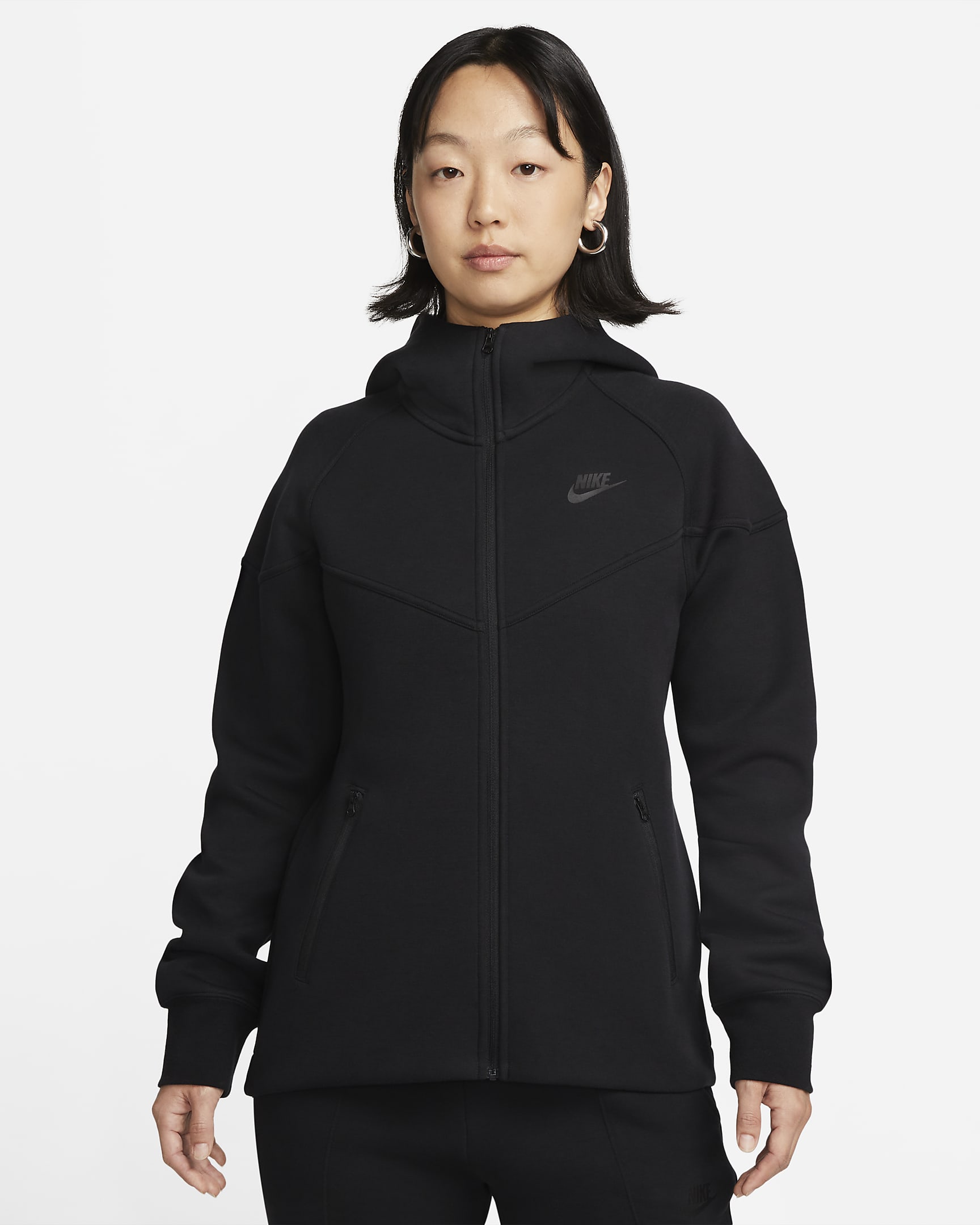 Nike Sportswear Tech Fleece Windrunner 女款全長式拉鍊連帽上衣 - 黑色/黑色