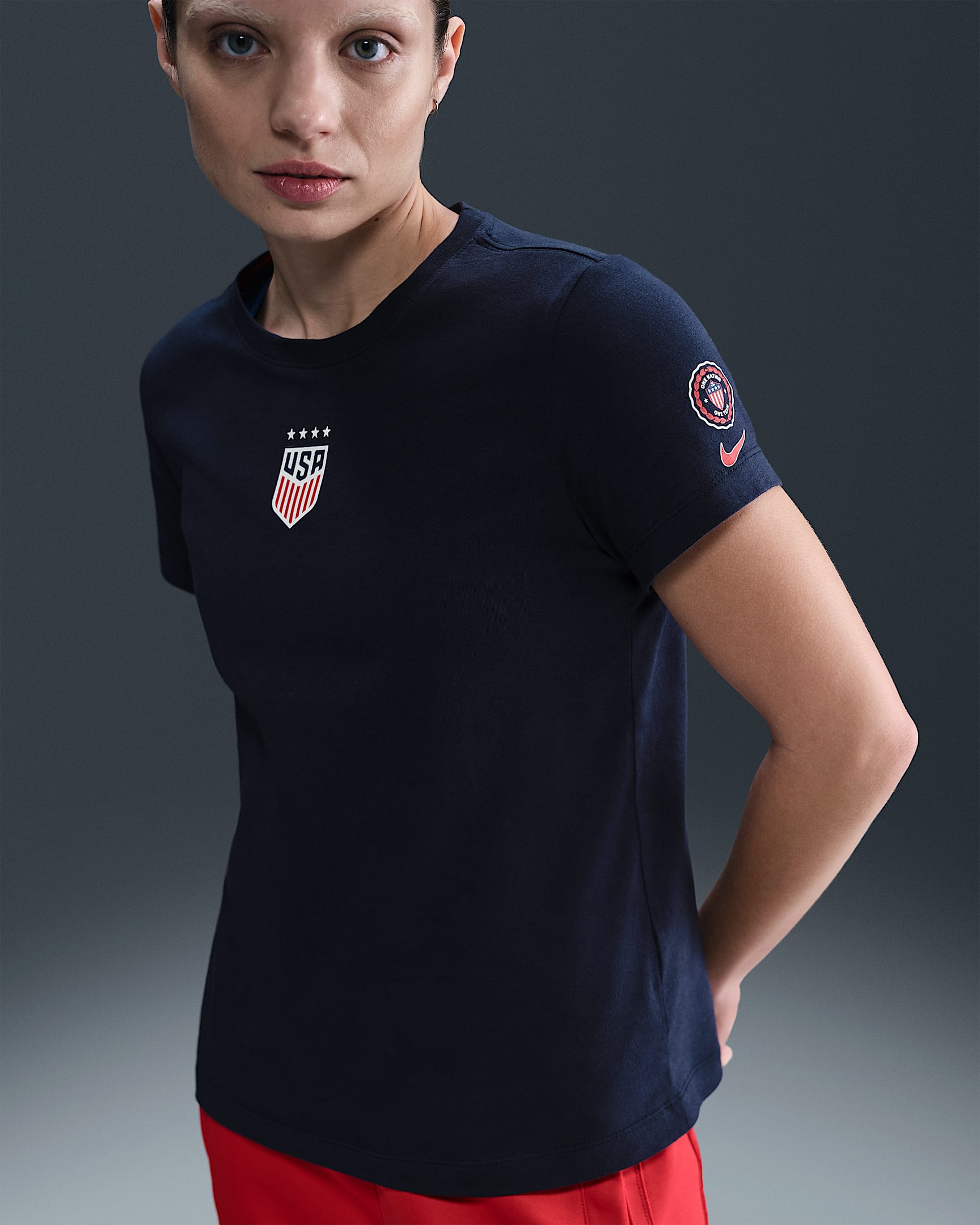 Playera de fútbol Nike para mujer USWNT - Obsidiana