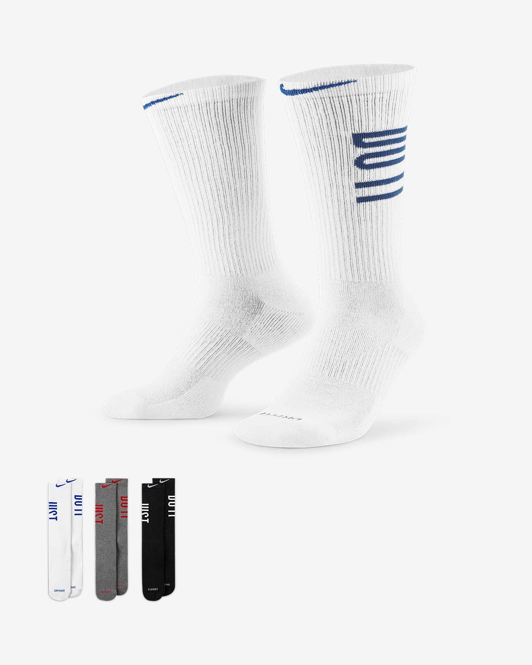 Calcetines largos de entrenamiento Nike Everyday Plus Cushioned (3 pares) - Multicolor