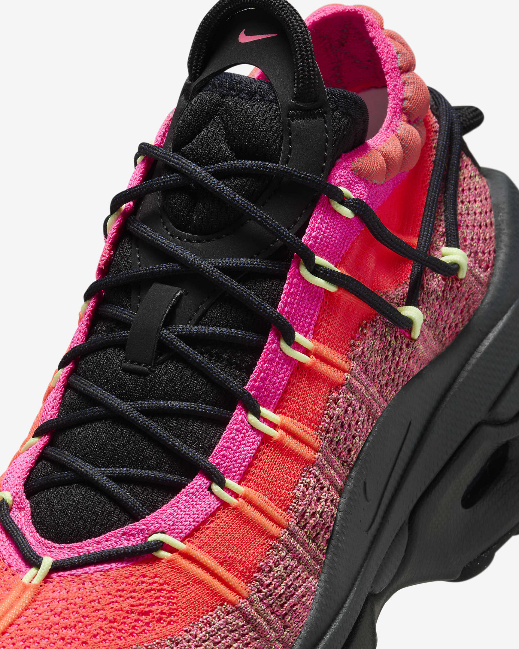 Tenis para mujer Nike Air Max Flyknit Venture - Hiperrosa/Negro/Gris humo oscuro/Ponche cálido