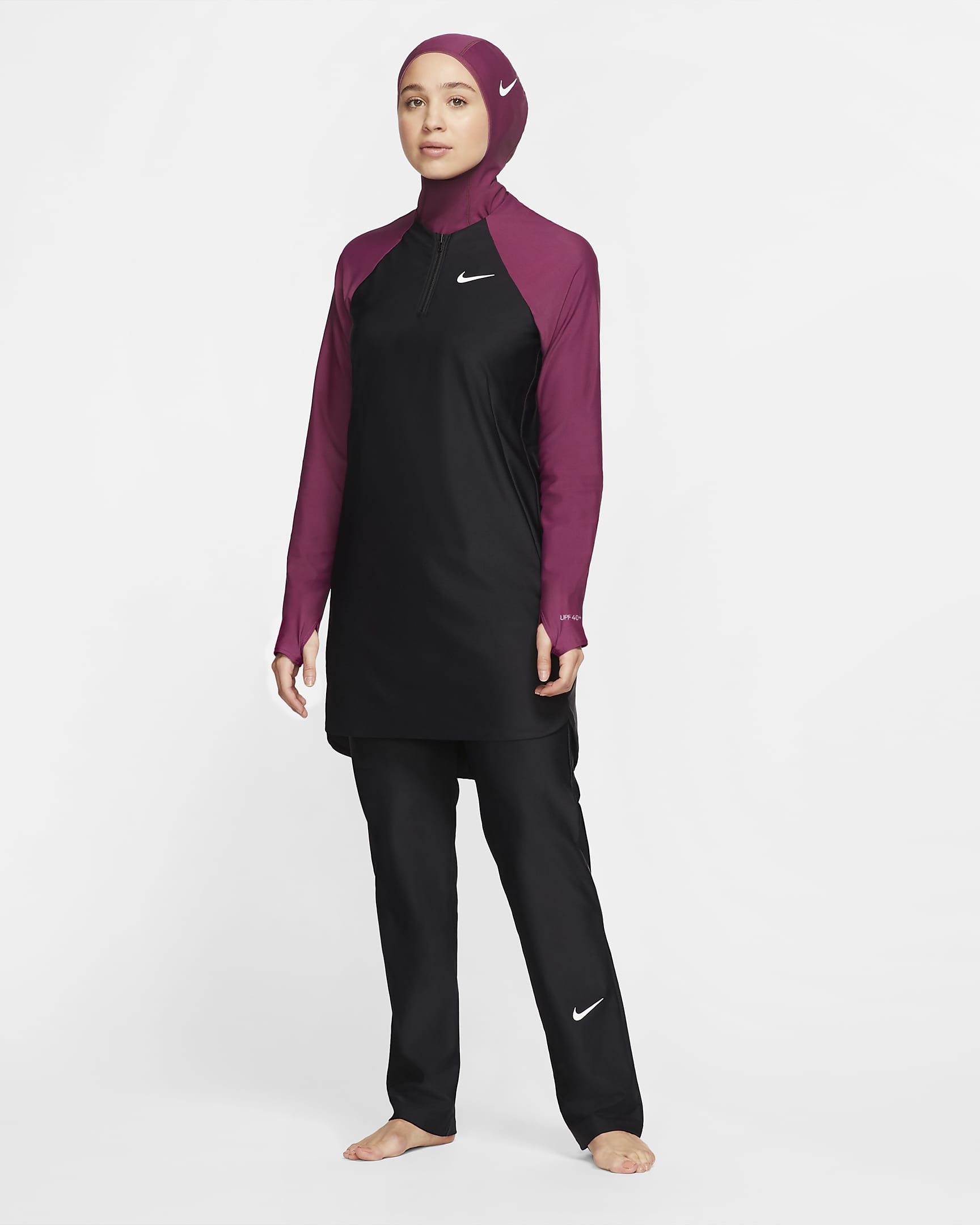 Pantalones para nadar de pierna recta de cobertura completa para mujer Nike Victory - Negro