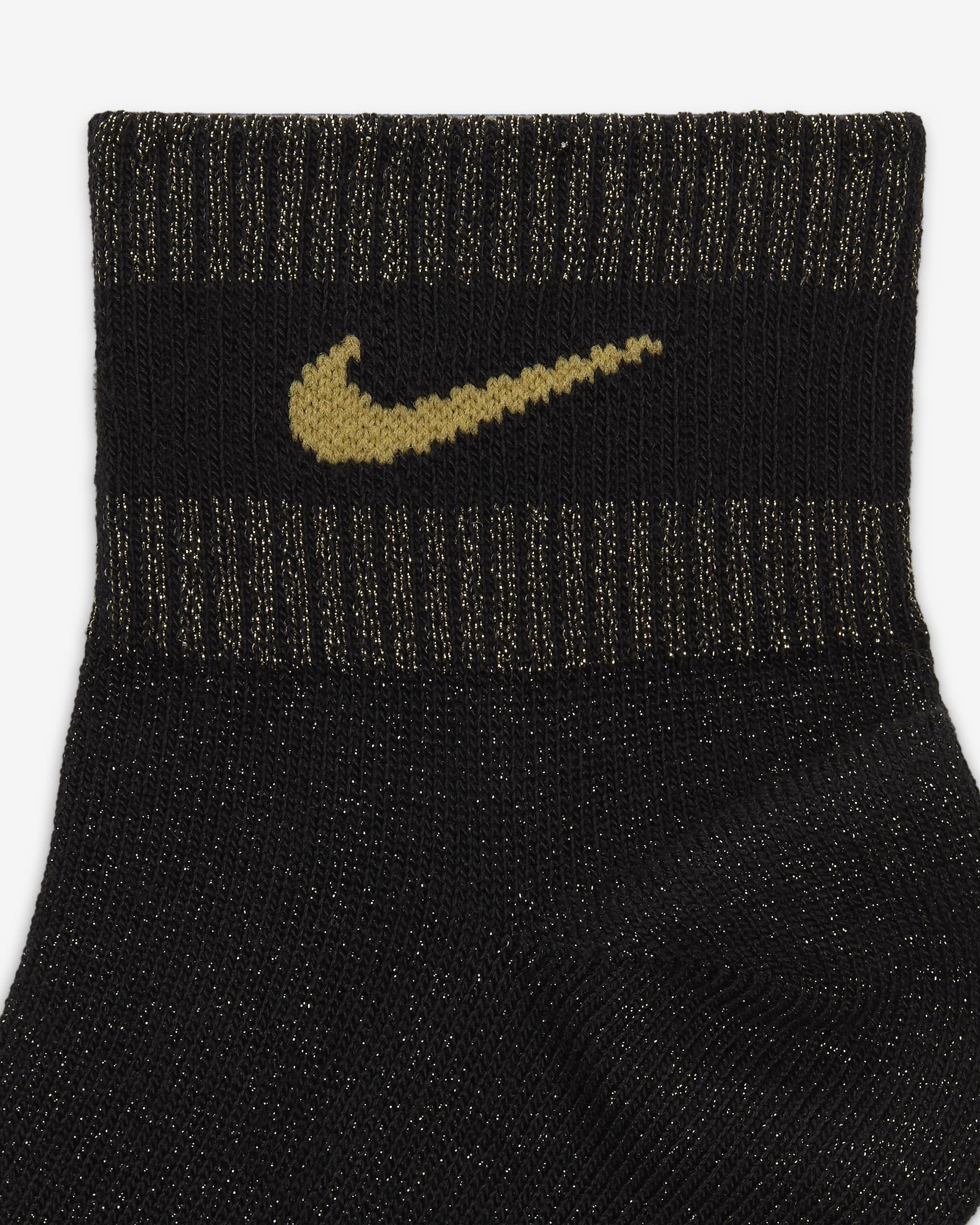 Nike Everyday Essentials Metallic Ankle Socks (1 Pair) - Black/Metallic Gold/Buff Gold