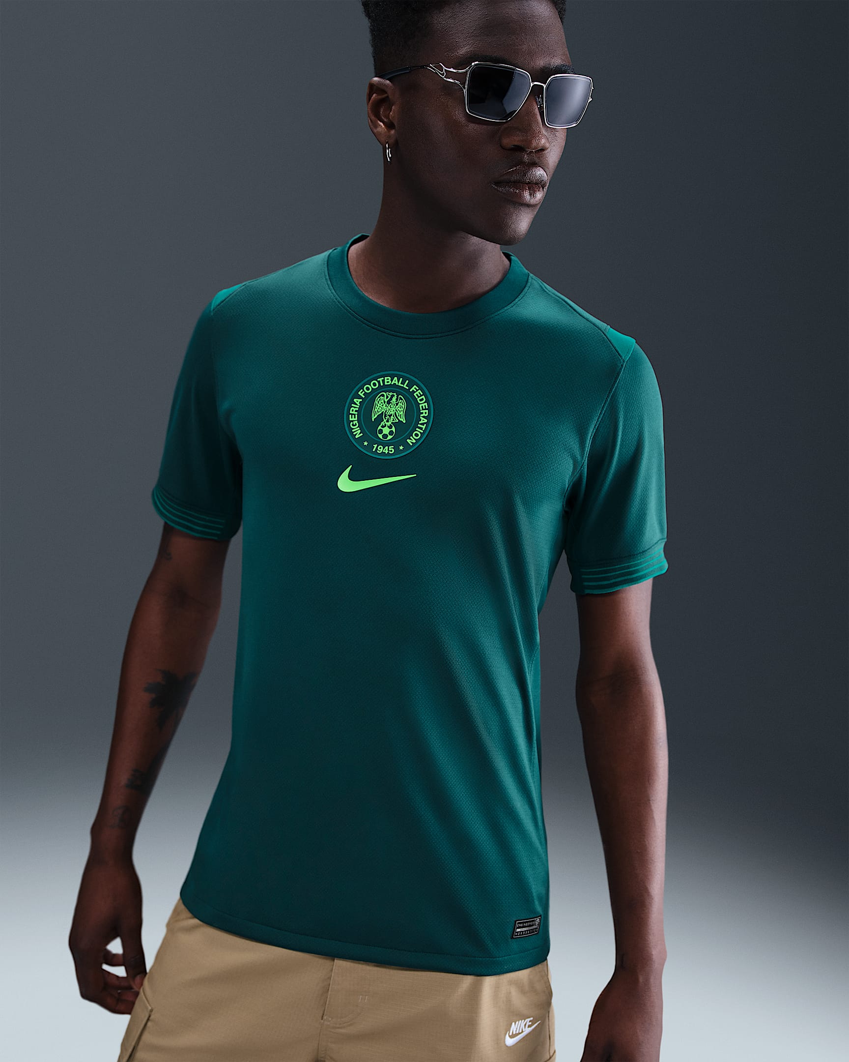 Fotbollströja Nigeria 2025 Stadium (hemmaställ, kvinnor) Nike Dri-FIT Replica för män - Deep Teal/Mardi Gras/Green Strike