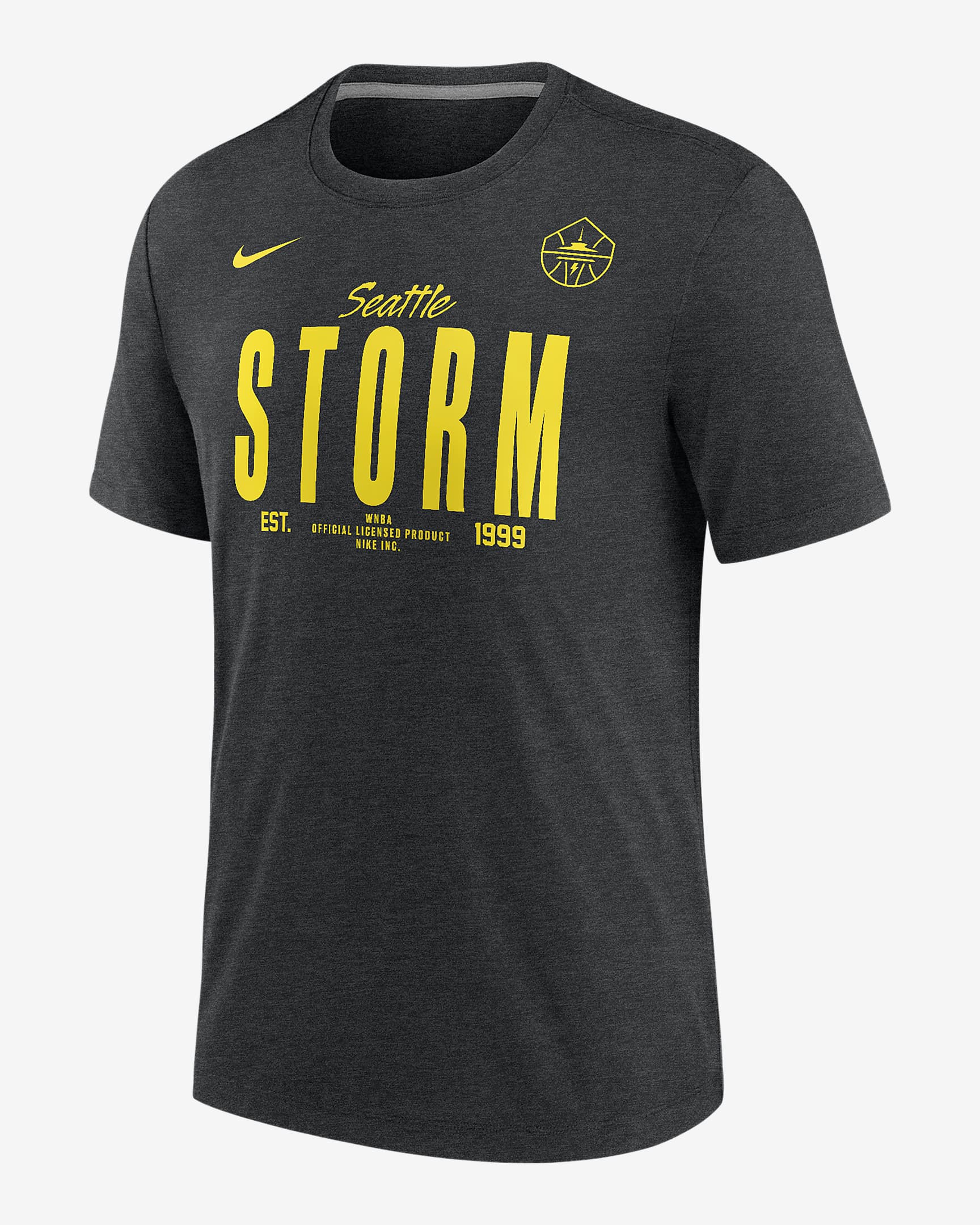 Playera Nike de la WNBA para hombre Seattle Storm - Negro jaspeado