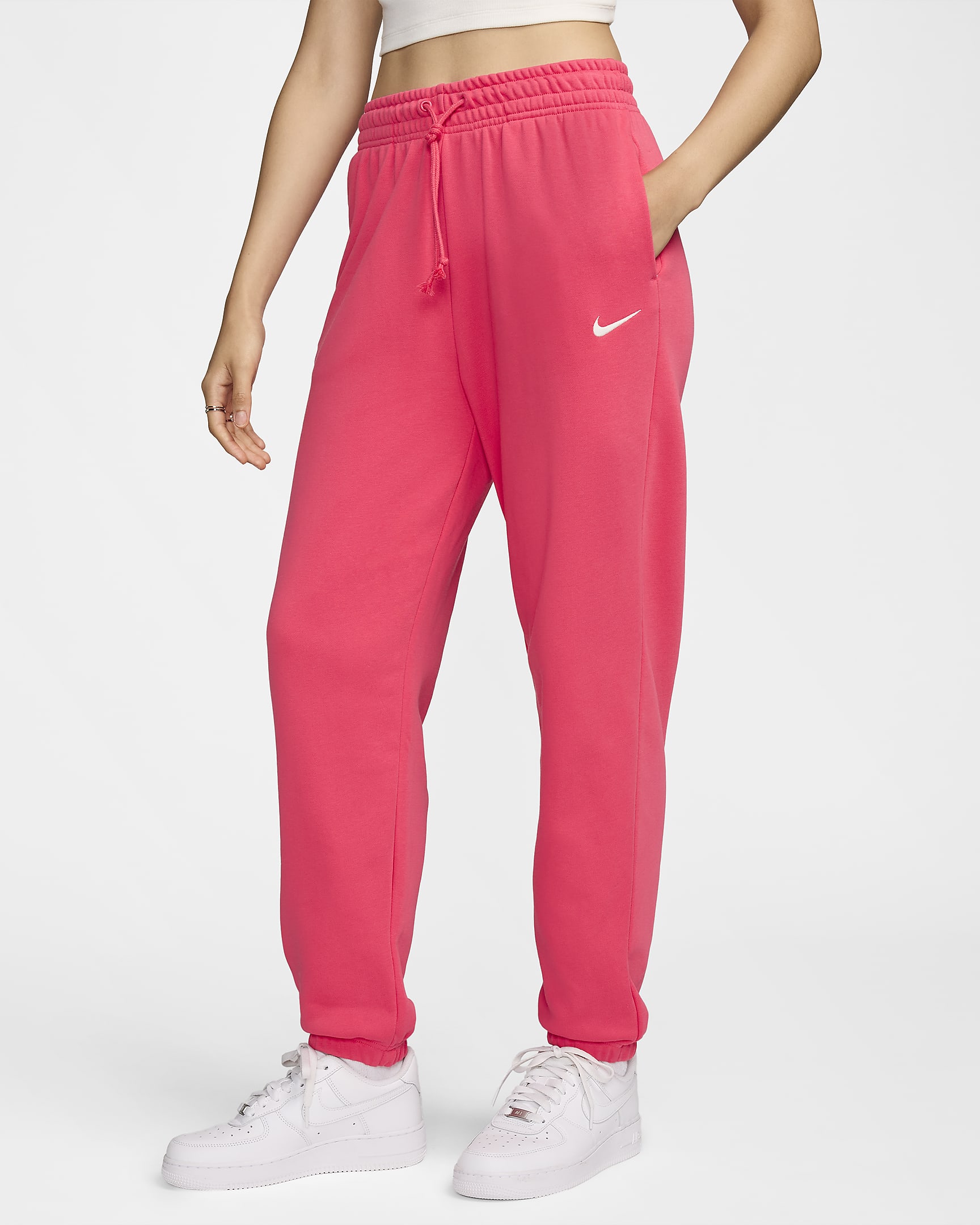 Nike Sportswear Phoenix Fleece Women's High-Waisted Oversized French Terry Tracksuit Bottoms - Aster Pink/Sail