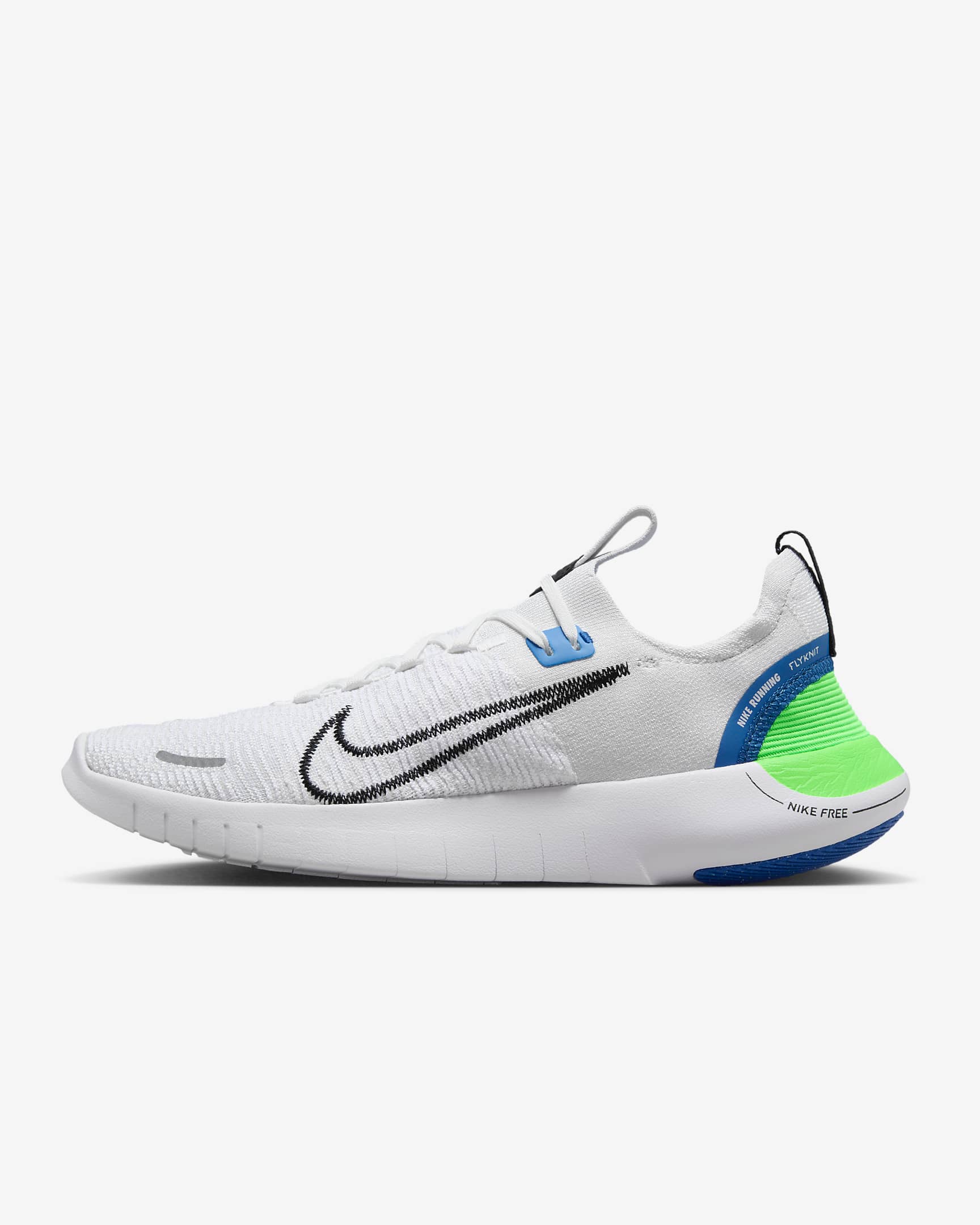 Nike Free RN NN Men's Road Running Shoes - White/Platinum Tint/Star Blue/Black