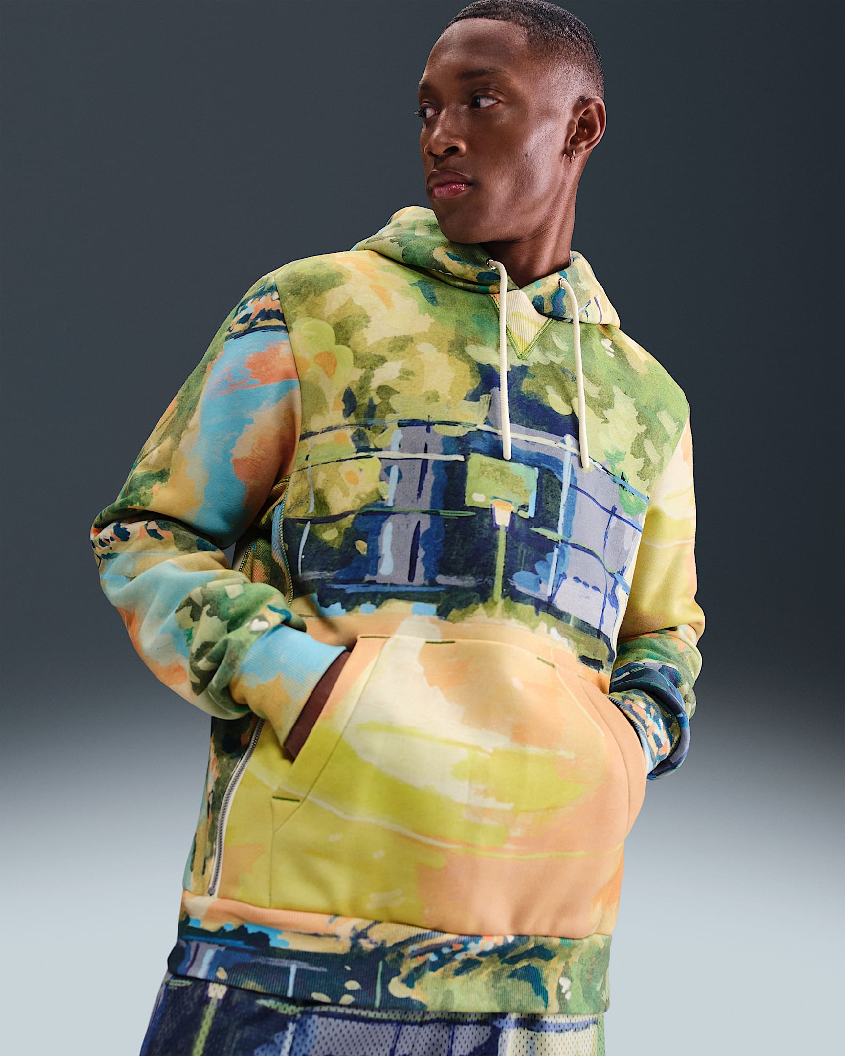 Nike Standard Issue Men's Therma-FIT Pullover Basketball Hoodie - Malachite/Pale Ivory