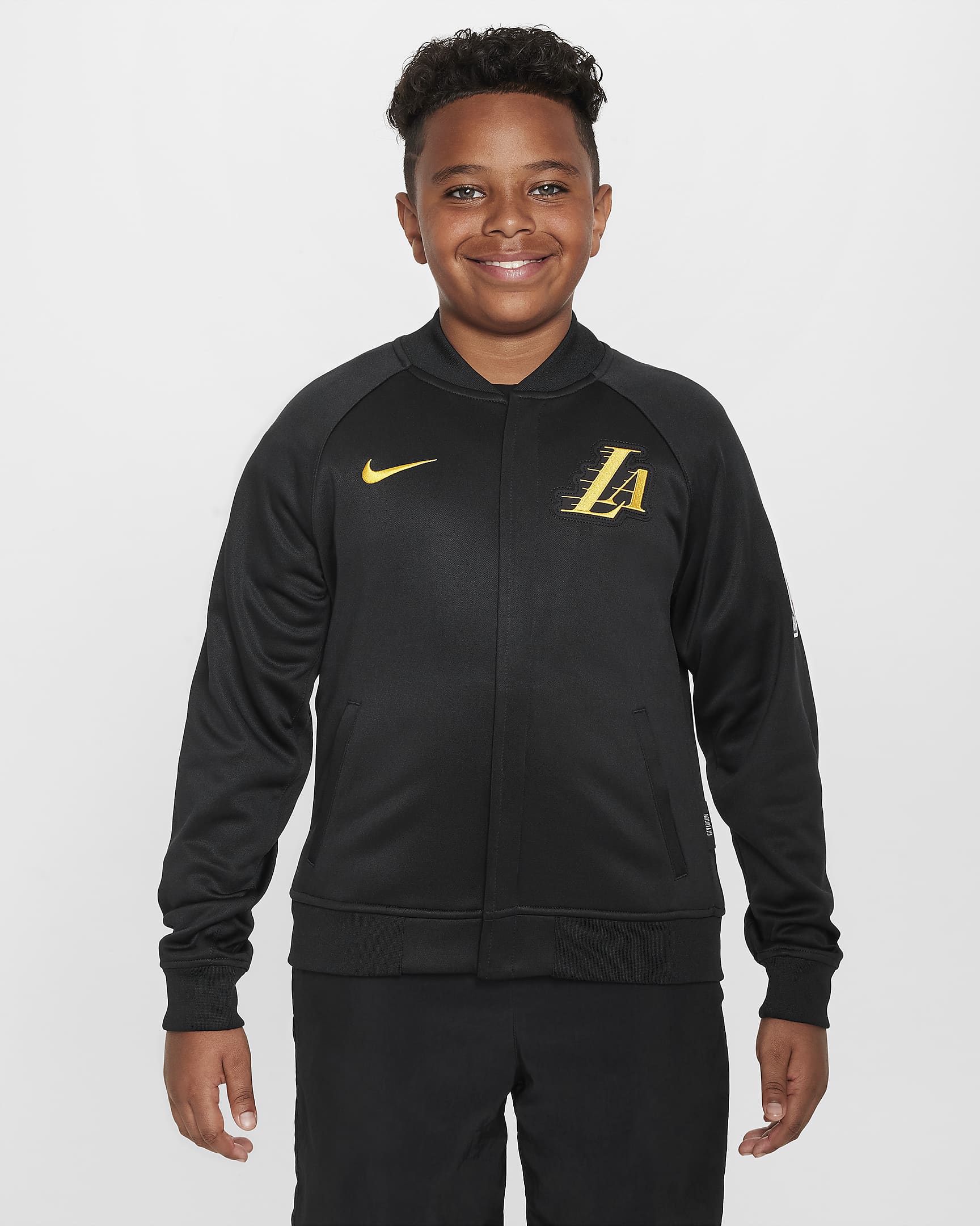 Los Angeles Lakers Showtime City Edition Older Kids' Nike Dri-FIT Full-Zip Long-Sleeve Jacket - Black