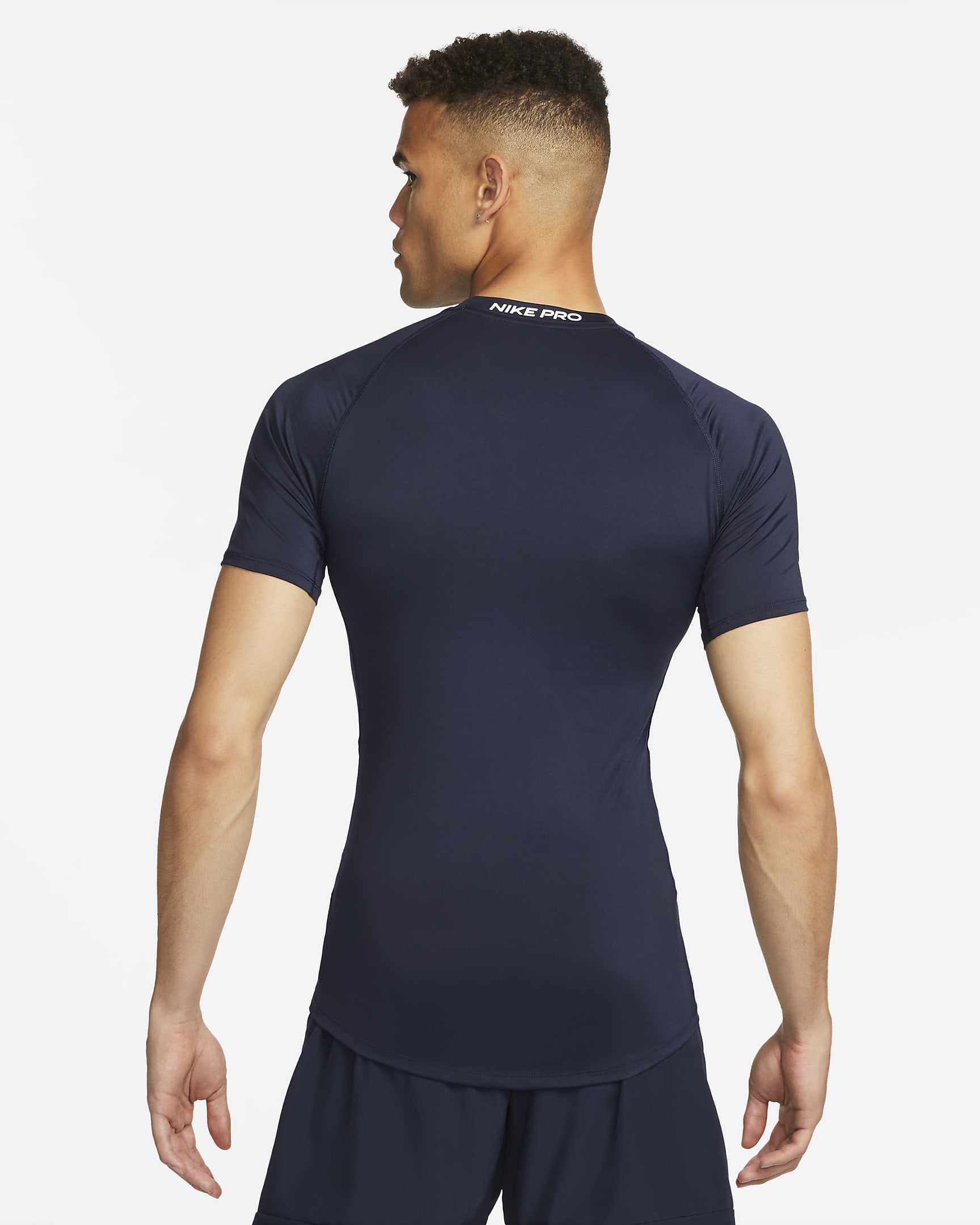 Nike Pro Men's Dri-FIT Tight Short-Sleeve Fitness Top - Obsidian/White