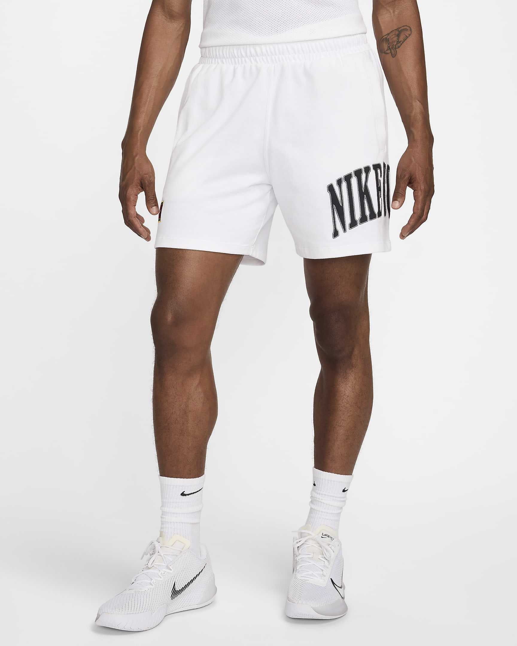 Short de tennis NikeCourt Heritage 15 cm pour homme - Blanc/Noir/Flat Pewter