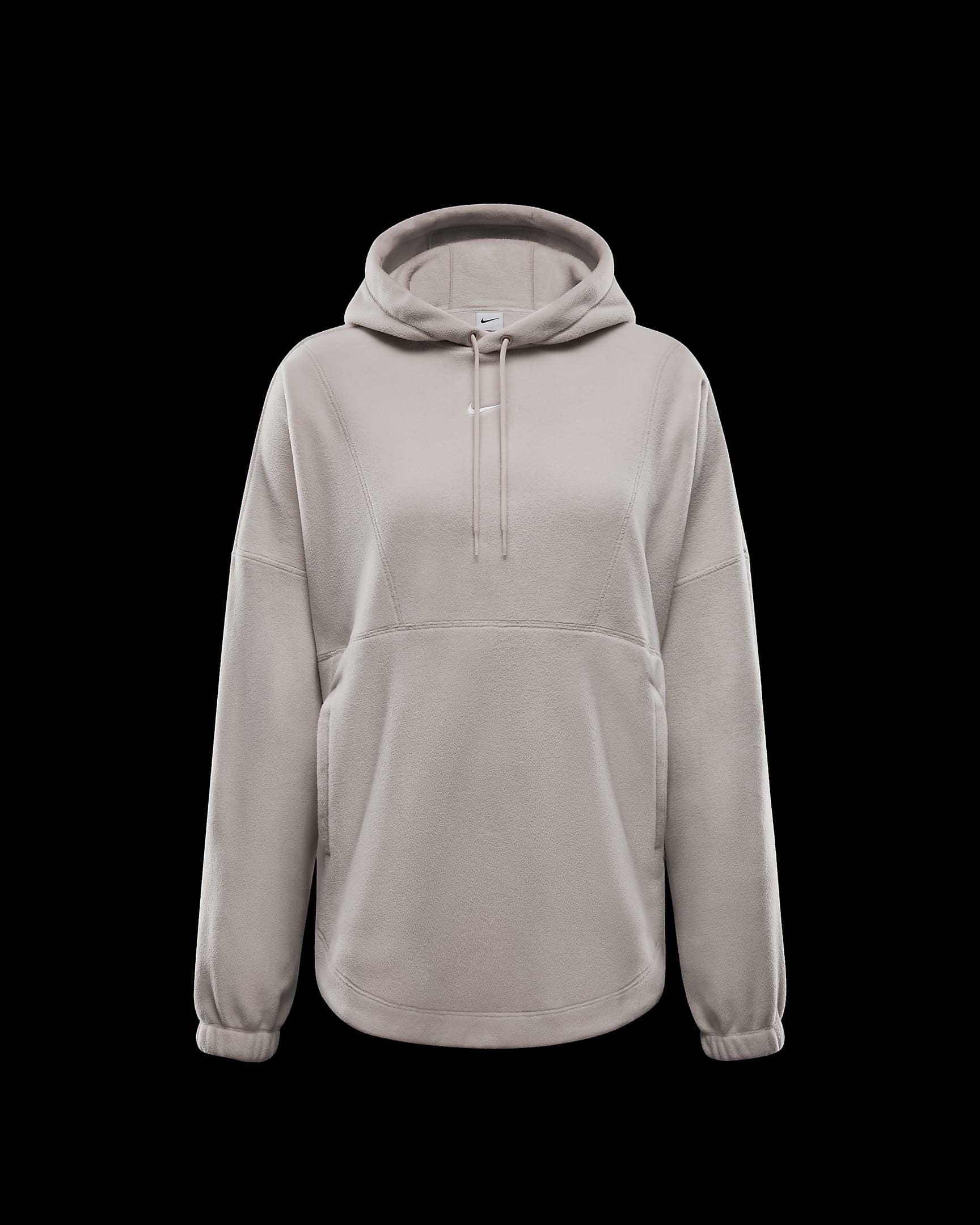Nike One Women's Oversized Therma-FIT Pullover Fleece Hoodie - Light Orewood Brown/White
