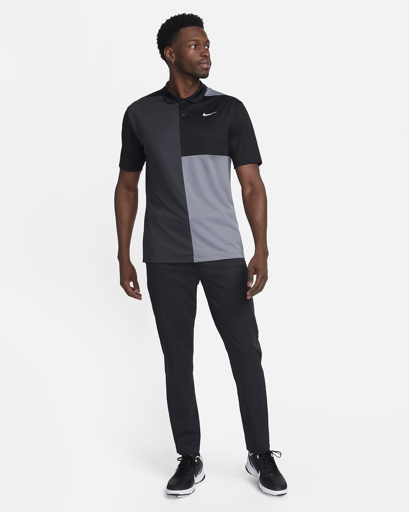 Nike Victory+ Men's Dri-FIT Golf Polo - Black/Smoke Grey/Dark Smoke Grey/White