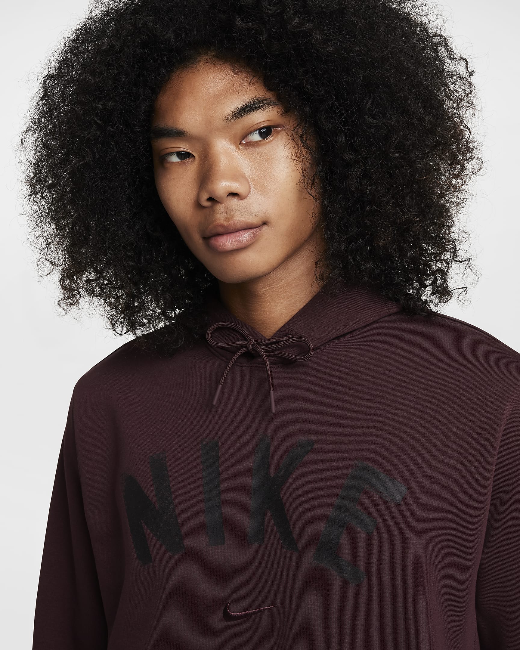 Nike Swoosh Men's Dri-FIT French Terry Pullover Fitness Hoodie - Burgundy Crush/Burgundy Crush/Black