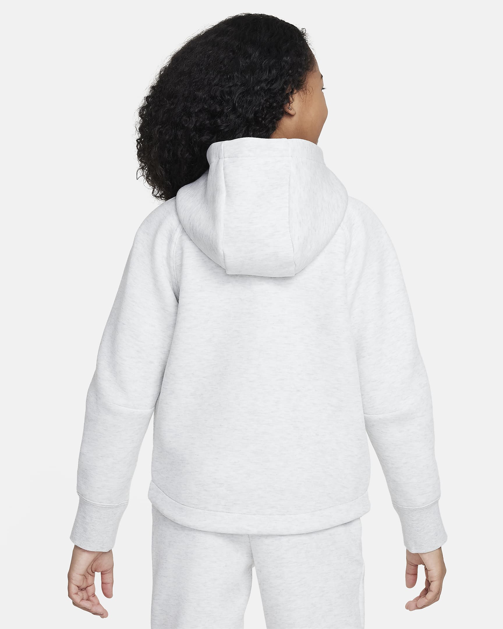 Nike Sportswear Tech Fleece-hættetrøje med lynlås til større børn (piger) - Light Grey/Heather/sort/sort