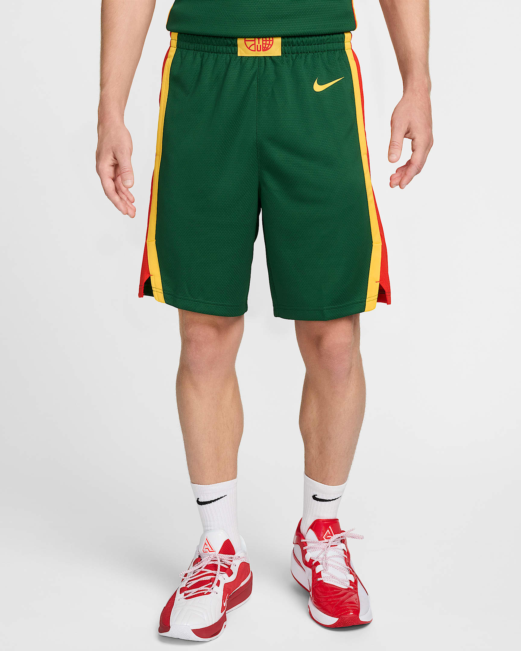 Lithuania Limited Road Men's Nike Basketball Shorts - Gorge Green/Chile Red