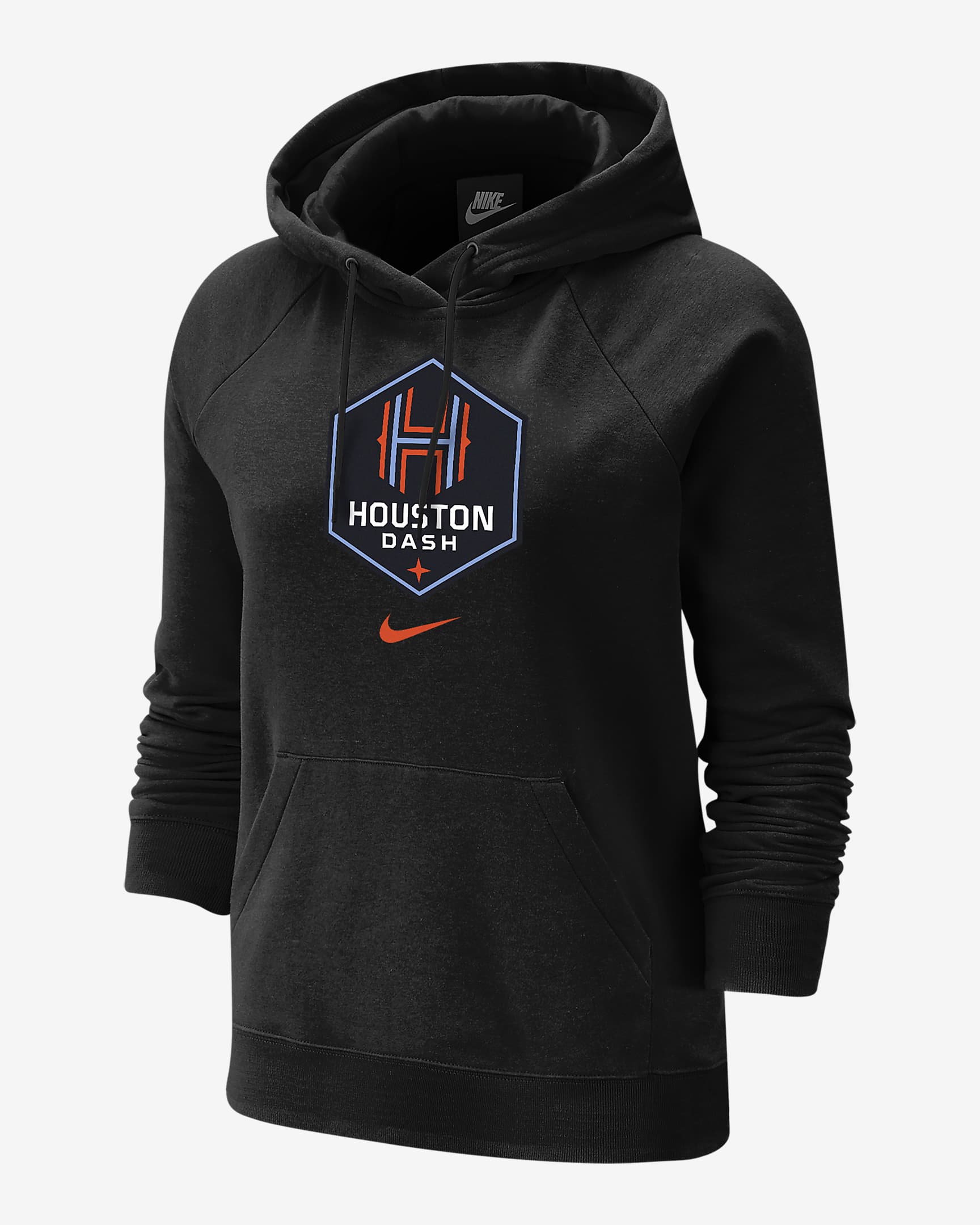 Sudadera con gorro de fútbol universitario Nike de tejido Fleece para mujer Houston Dash - Negro