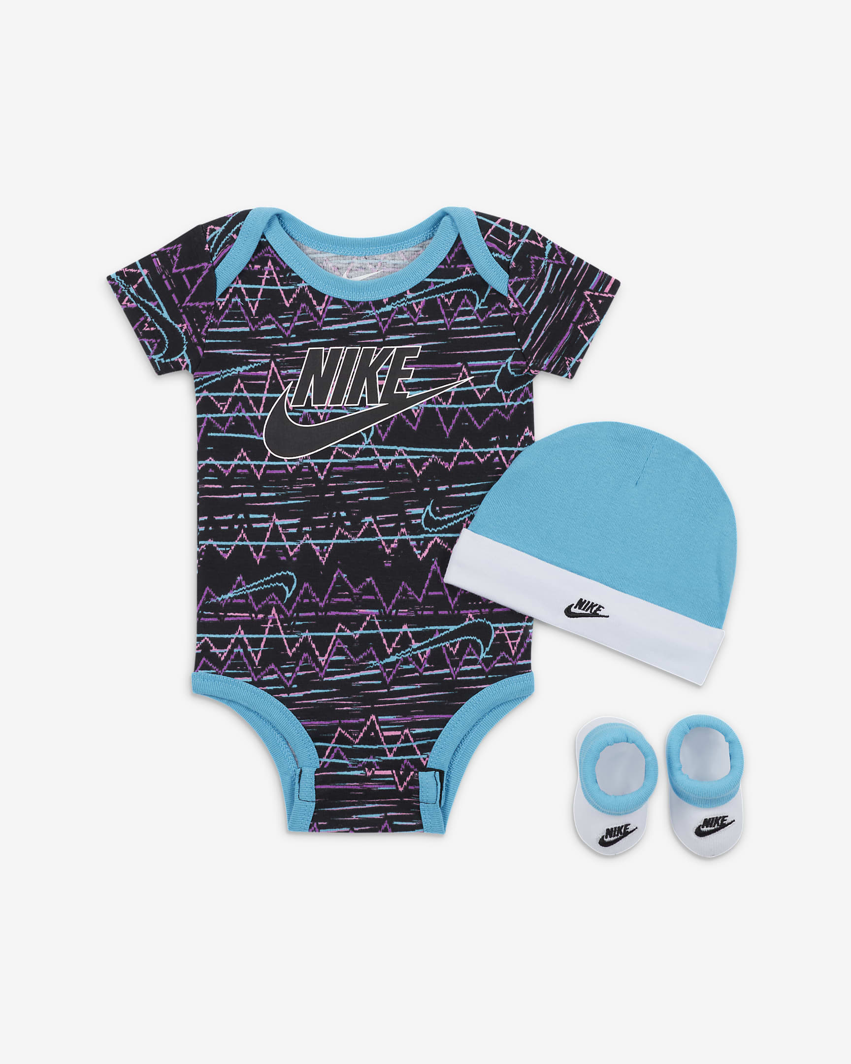 Nike New Wave Baby 3-Piece Bodysuit Box Set - Black