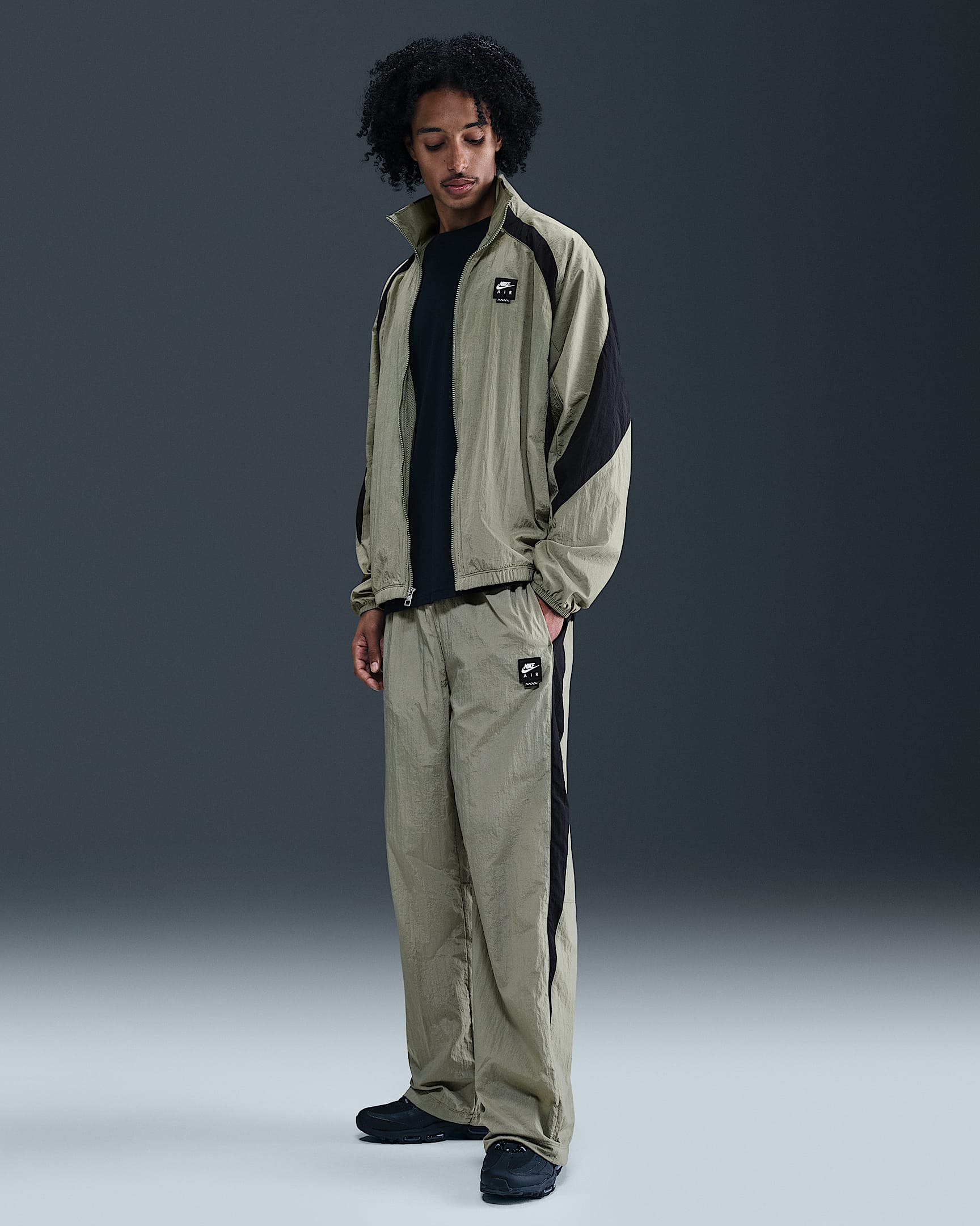 Nike Air Men's Woven Track Pants - Light Army/Black/Black