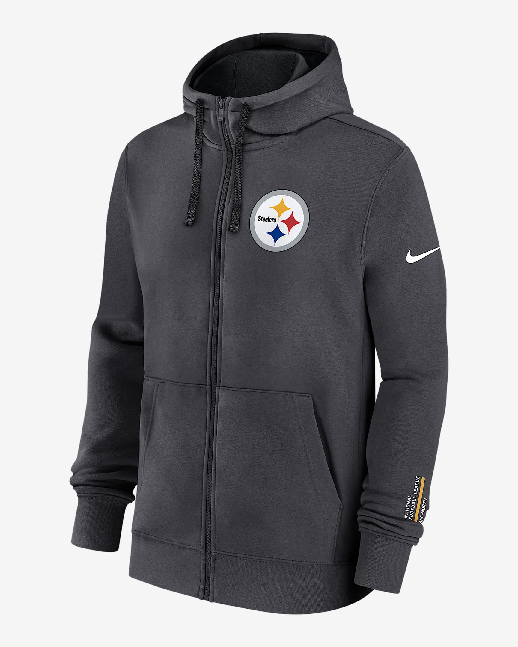 Pittsburgh Steelers Playbook Page Club Men's Nike NFL Full-Zip Hoodie - Anthracite